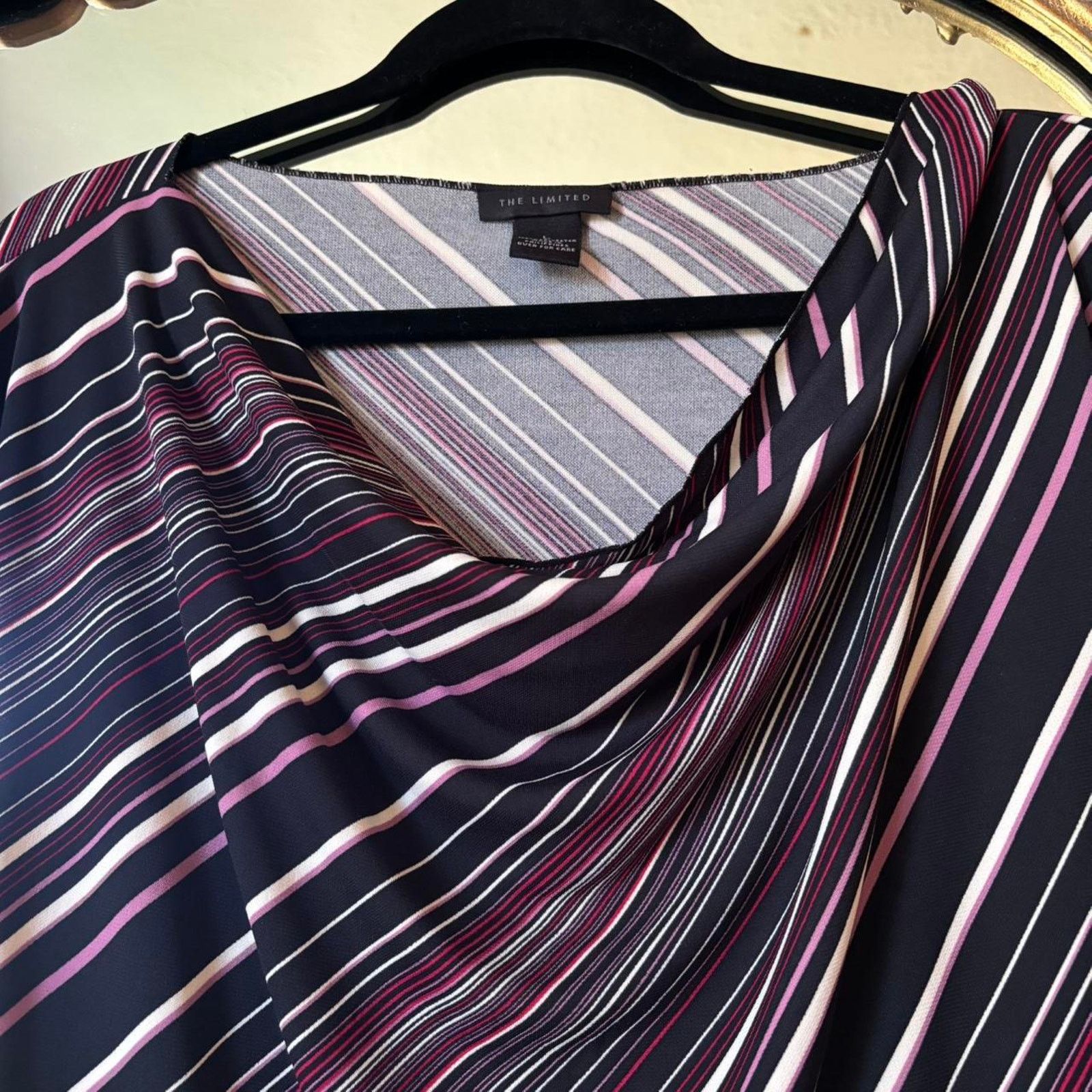 Vintage Vintage The Limited Black Striped Cowl Neck Blouse Large Size L / US 10 / IT 46 - 3 Thumbnail