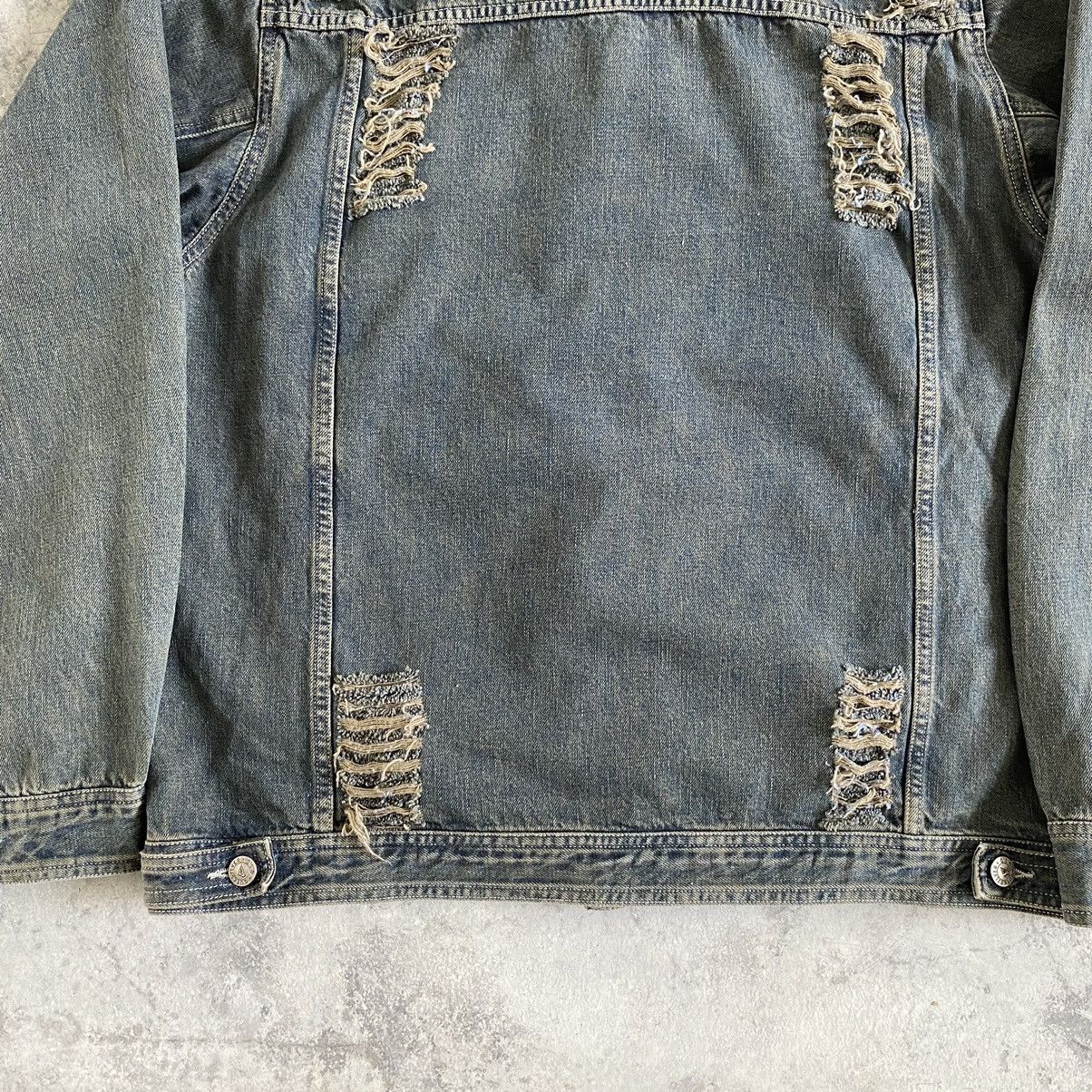 Quicksilver Vintage Quicksilver Distressed Mud Washed Denim Jacket Size US M / EU 48-50 / 2 - 15 Thumbnail