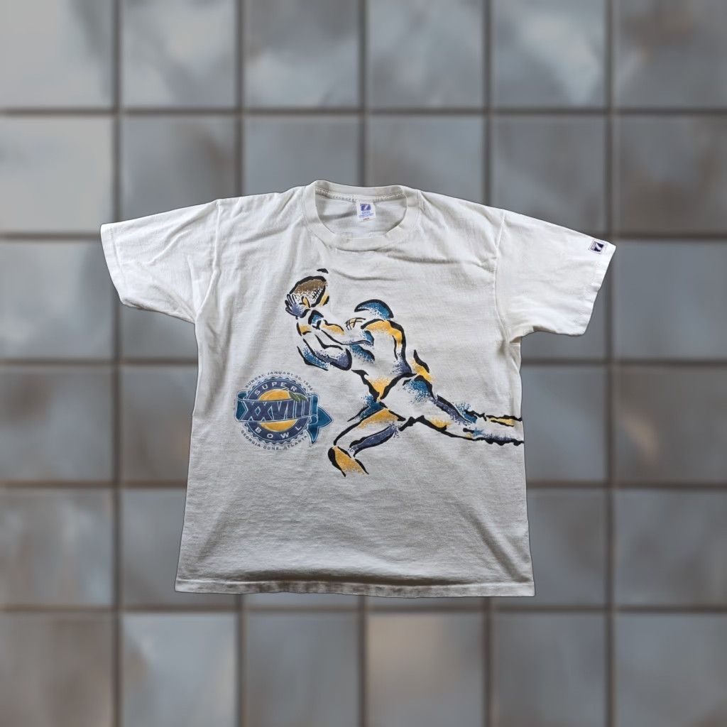 VINTAGE Dallas Cowboys Shirt Men L 1994 Superbowl Champions Logo 7 Read White Graphic Tee Football Mens