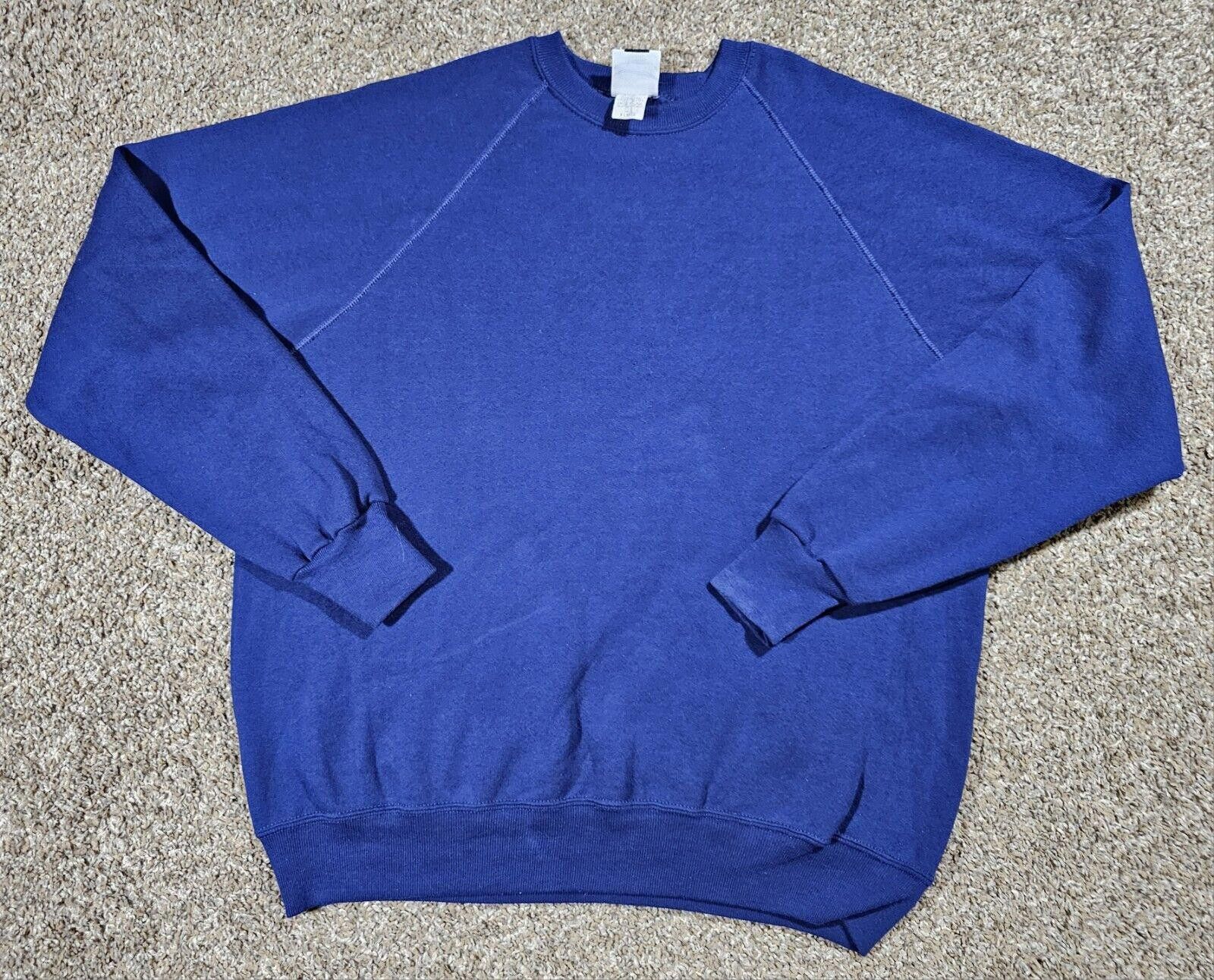 Lee Vtg Lee Midweight Cotton Blend Sweatshirt Blank XL Blue USA Size US XL / EU 56 / 4 - 1 Thumbnail