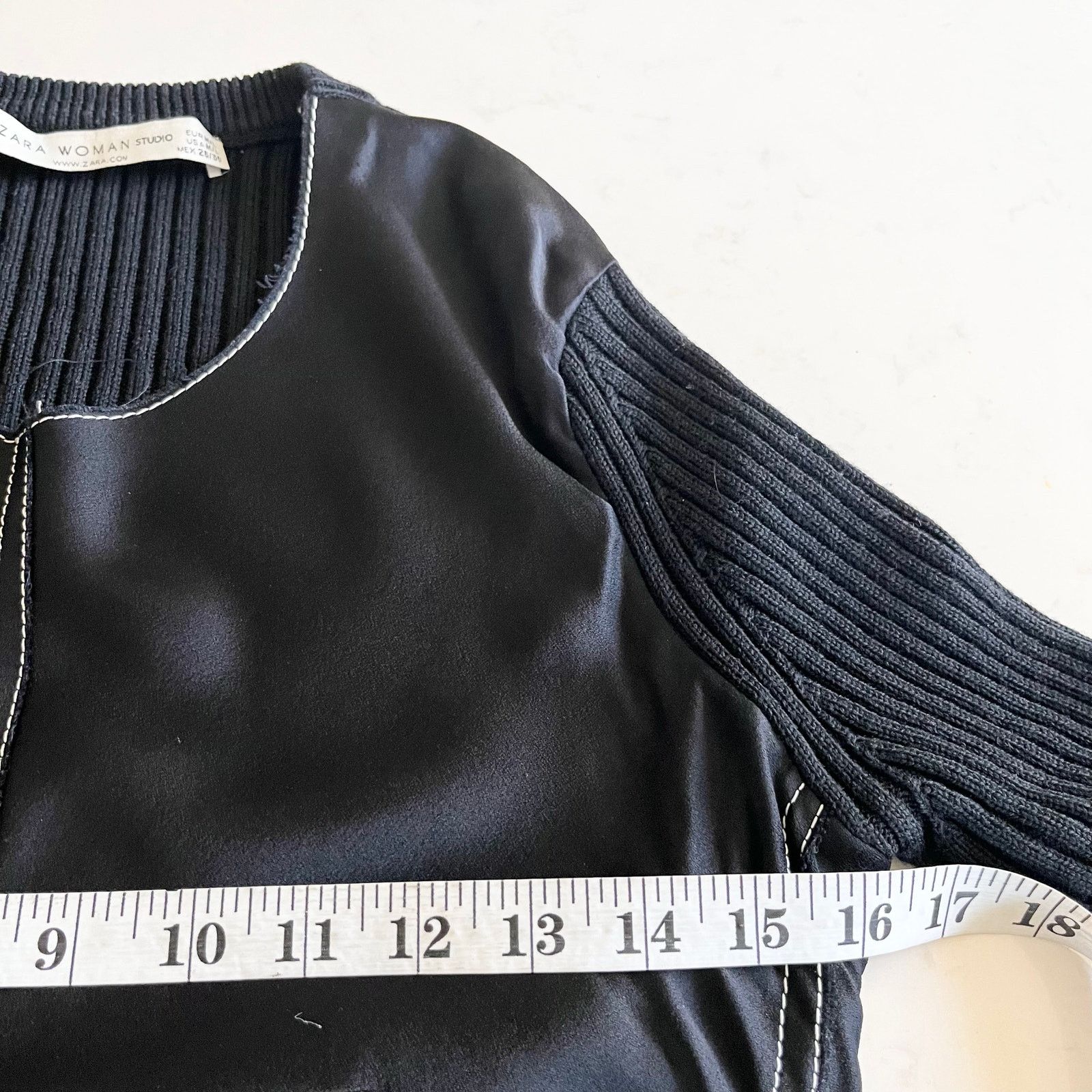 Zara Zara Black Contrast Stitch Ribbed Knit Wool Sweater Size M / US 6-8 / IT 42-44 - 5 Thumbnail
