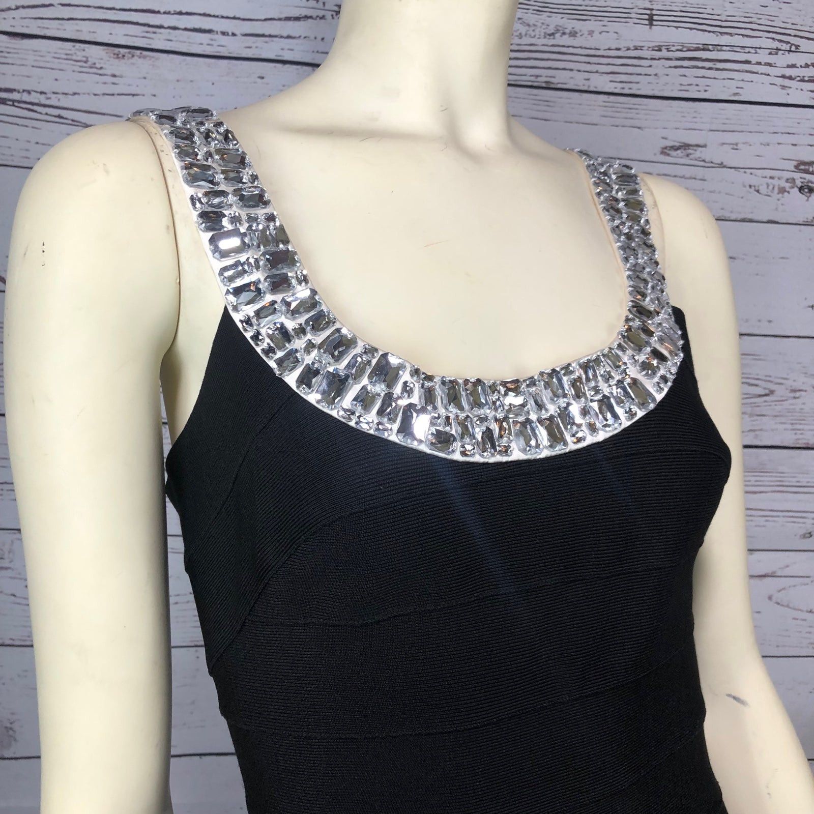 Other Carmen Marc Valvo Gemstones Metallic Black Bandage Dress s Size S / US 4 / IT 40 - 5 Thumbnail