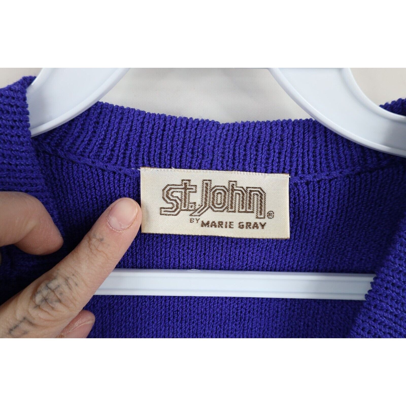 St. John × Vintage Vintage 70s 80s St John Marie Gray Wool Knit Sweater Dress Size M / US 6-8 / IT 42-44 - 6 Thumbnail