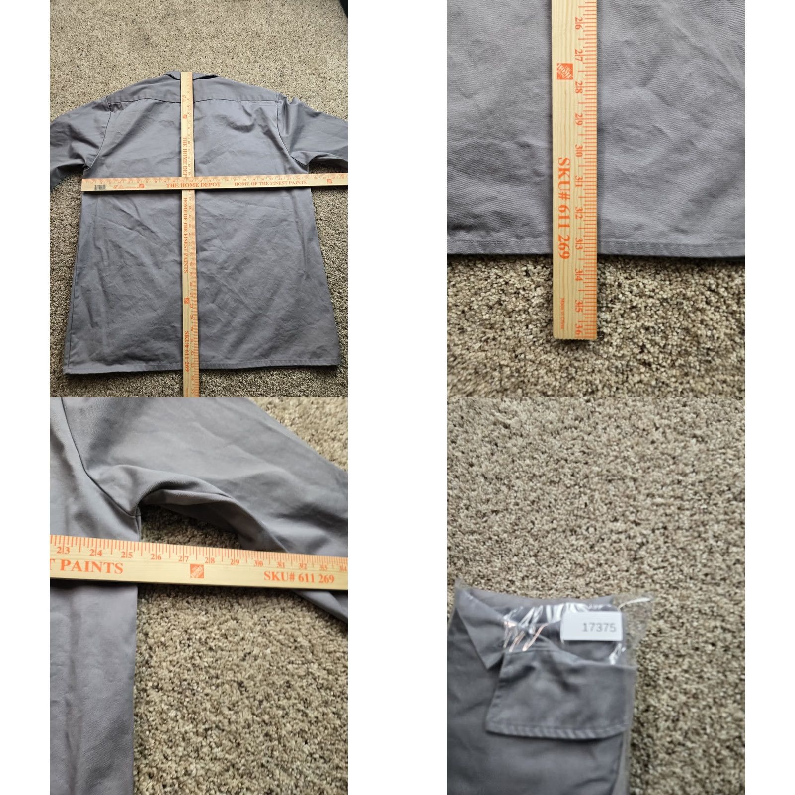 Vintage FB County Work Shirt Mens XL Gray Long Sleeve Heavyweight Twill Button Up Size US XL / EU 56 / 4 - 8 Thumbnail