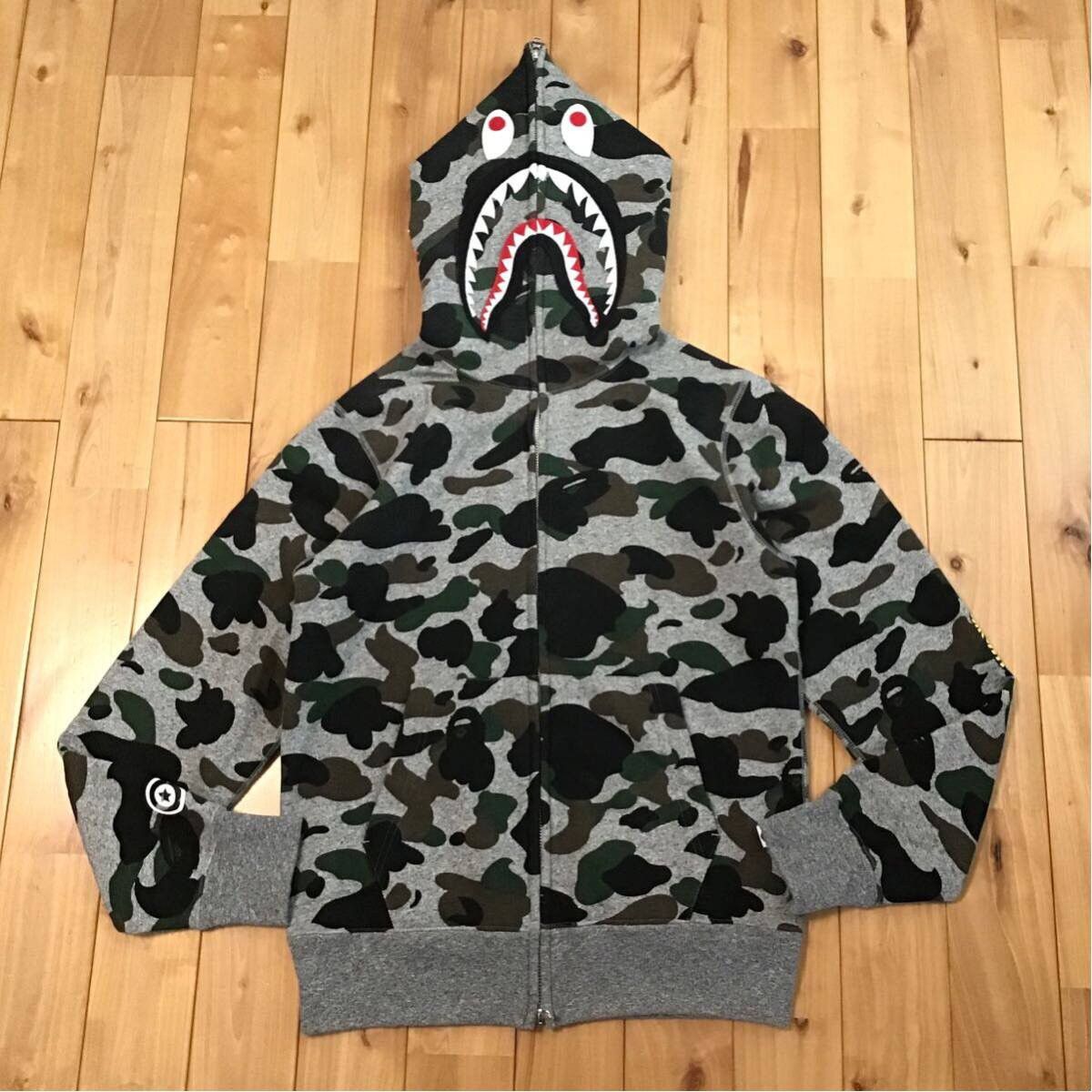 Bape 2015 BAPE Heather gray shark full zip hoodie a bathing ape Size US M / EU 48-50 / 2 - 1 Thumbnail