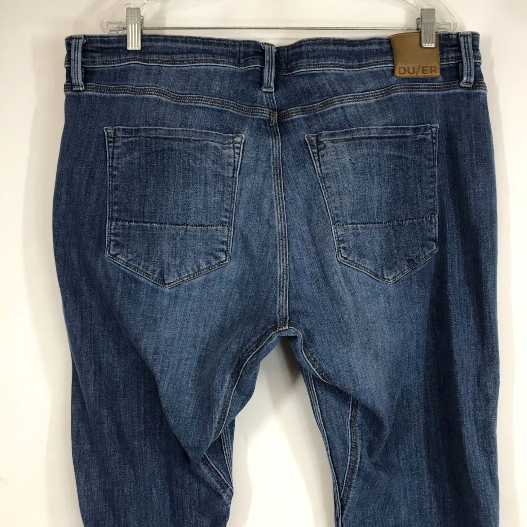 DUER DUER Jeans Mens 40x32 Straight Denim Medium Wash Stretch Five Pocket Button Zip Size US 40 / EU 56 - 5 Thumbnail