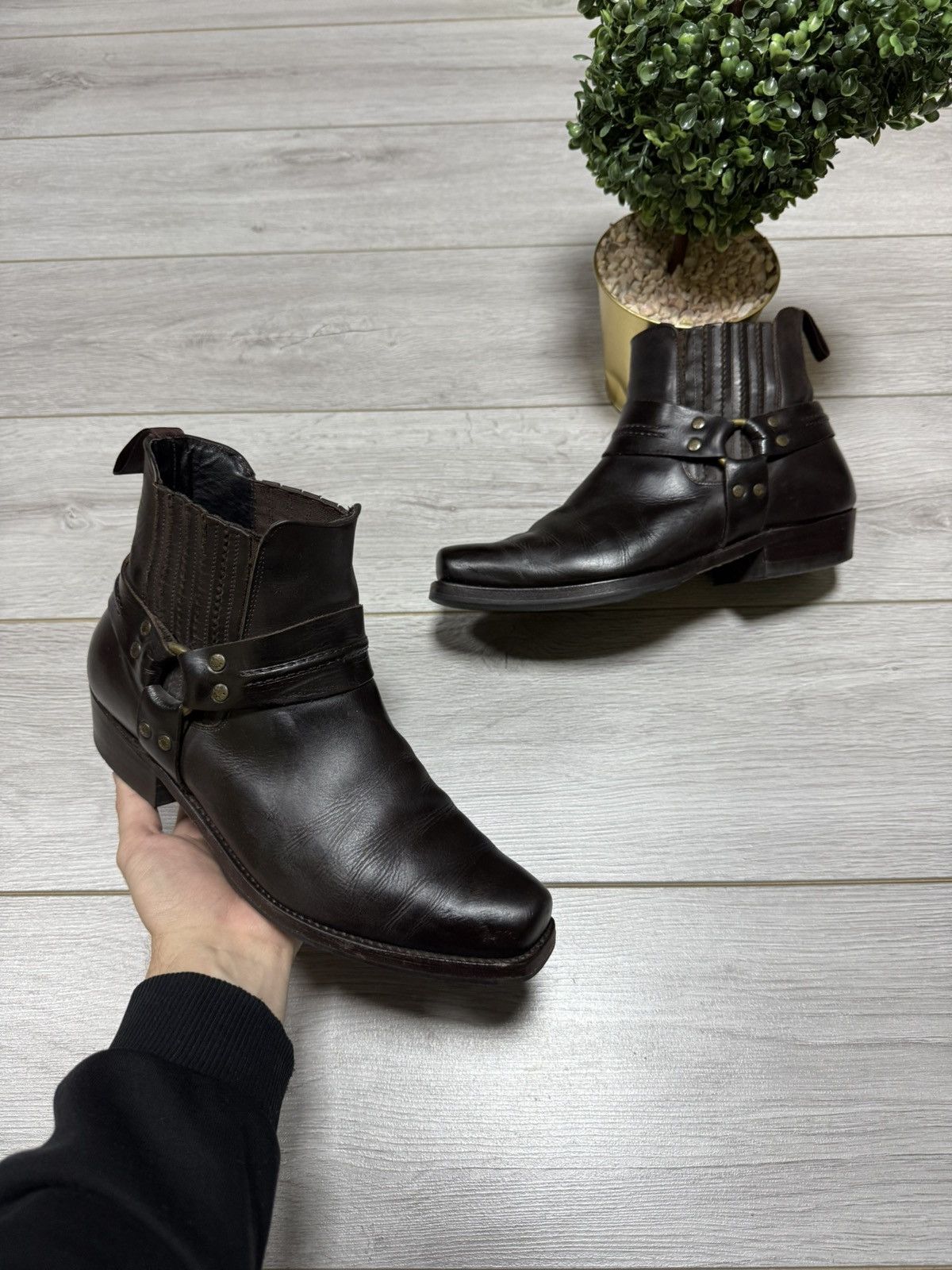 Sancho Boots Sancho leather square harness boots biker eb0 Size US 9.5 / EU 42-43 - 1 Thumbnail