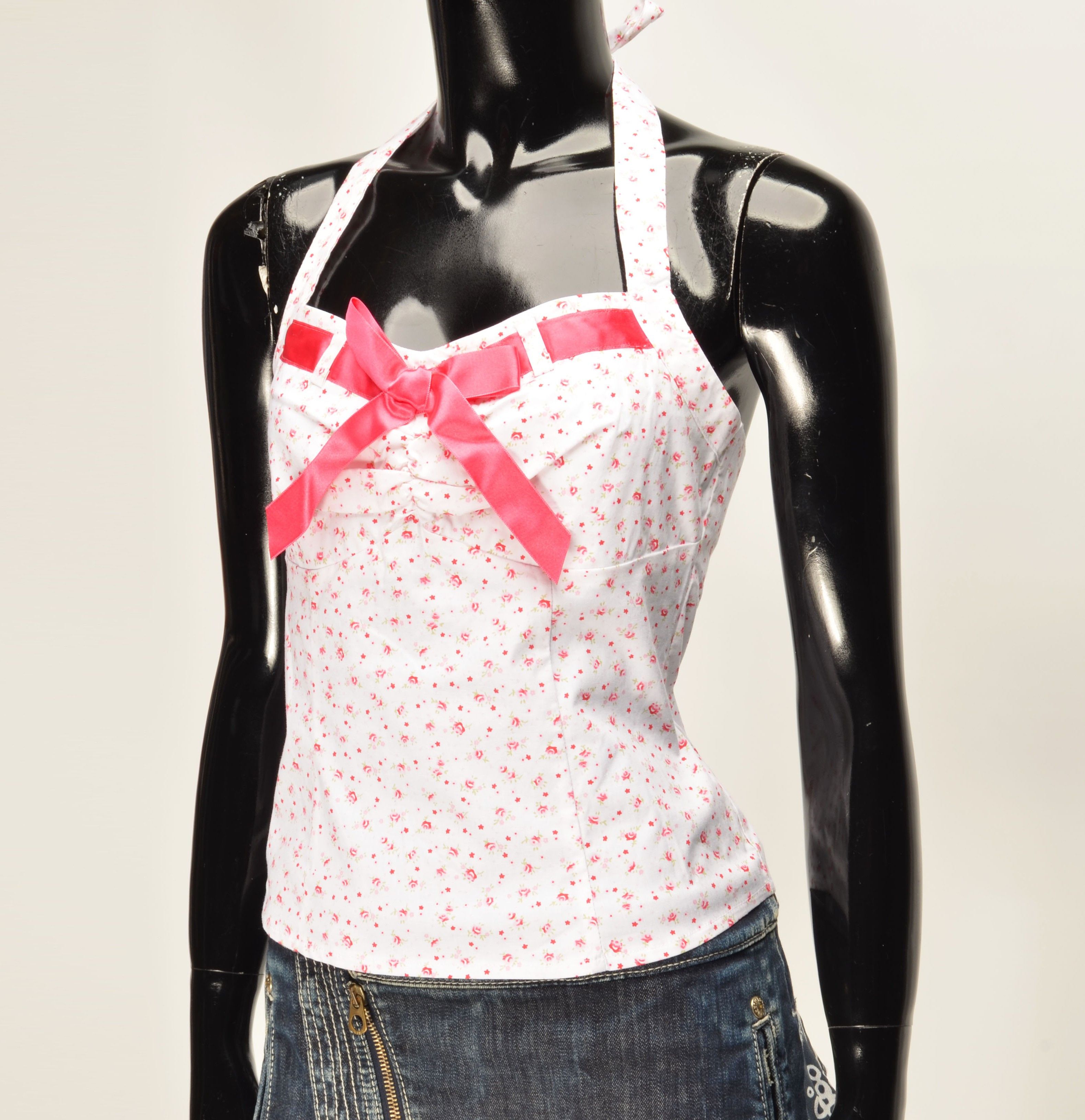 Vintage Vintage Bay Y2K Coquette Cottagecore Floral Halter Top Size M / US 6-8 / IT 42-44 - 2 Thumbnail