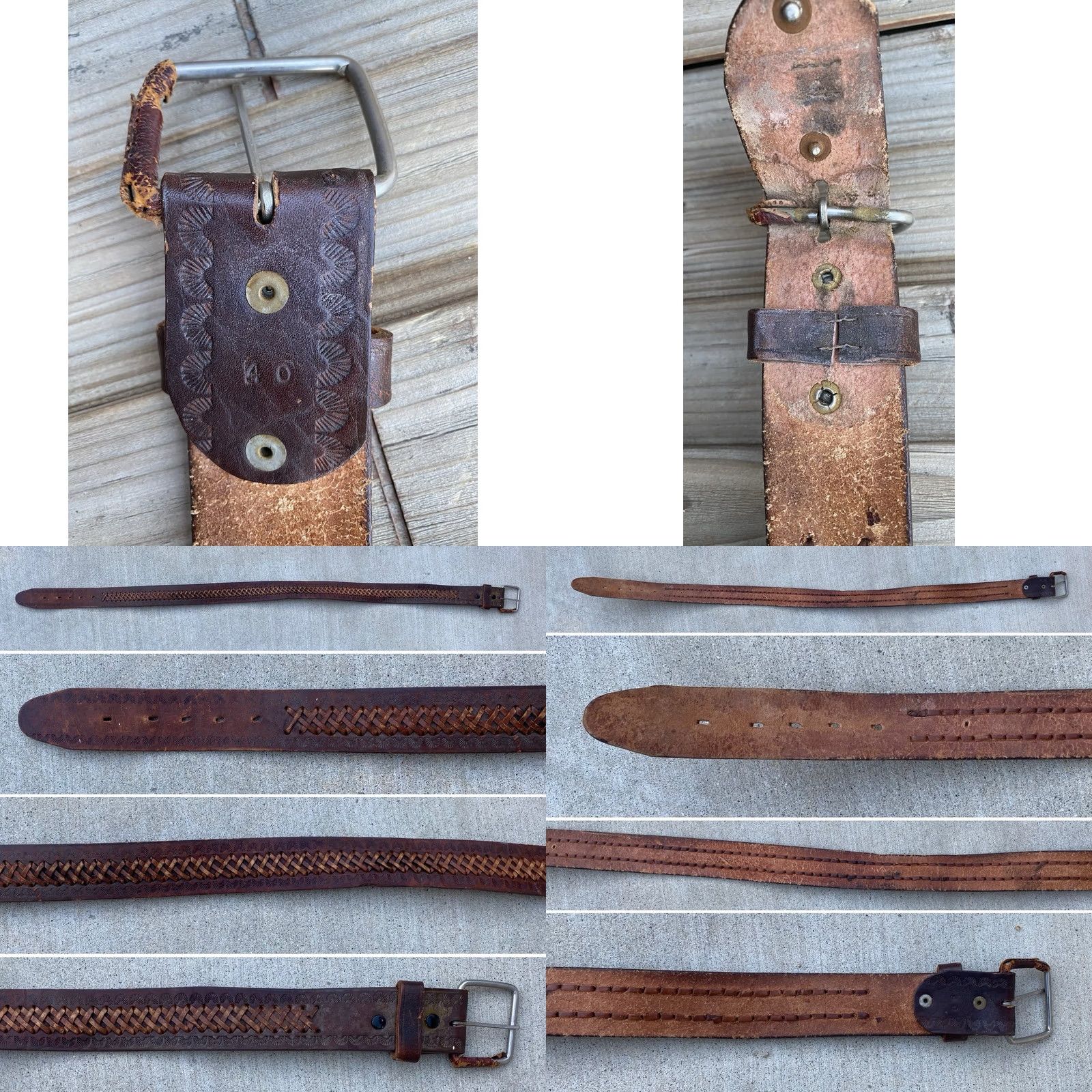 Vintage VINTAGE Hand-Tooled Leather Belt 60s 70s Size 40 Brown Unbranded Western Rockabilly Size ONE SIZE - 10 Thumbnail