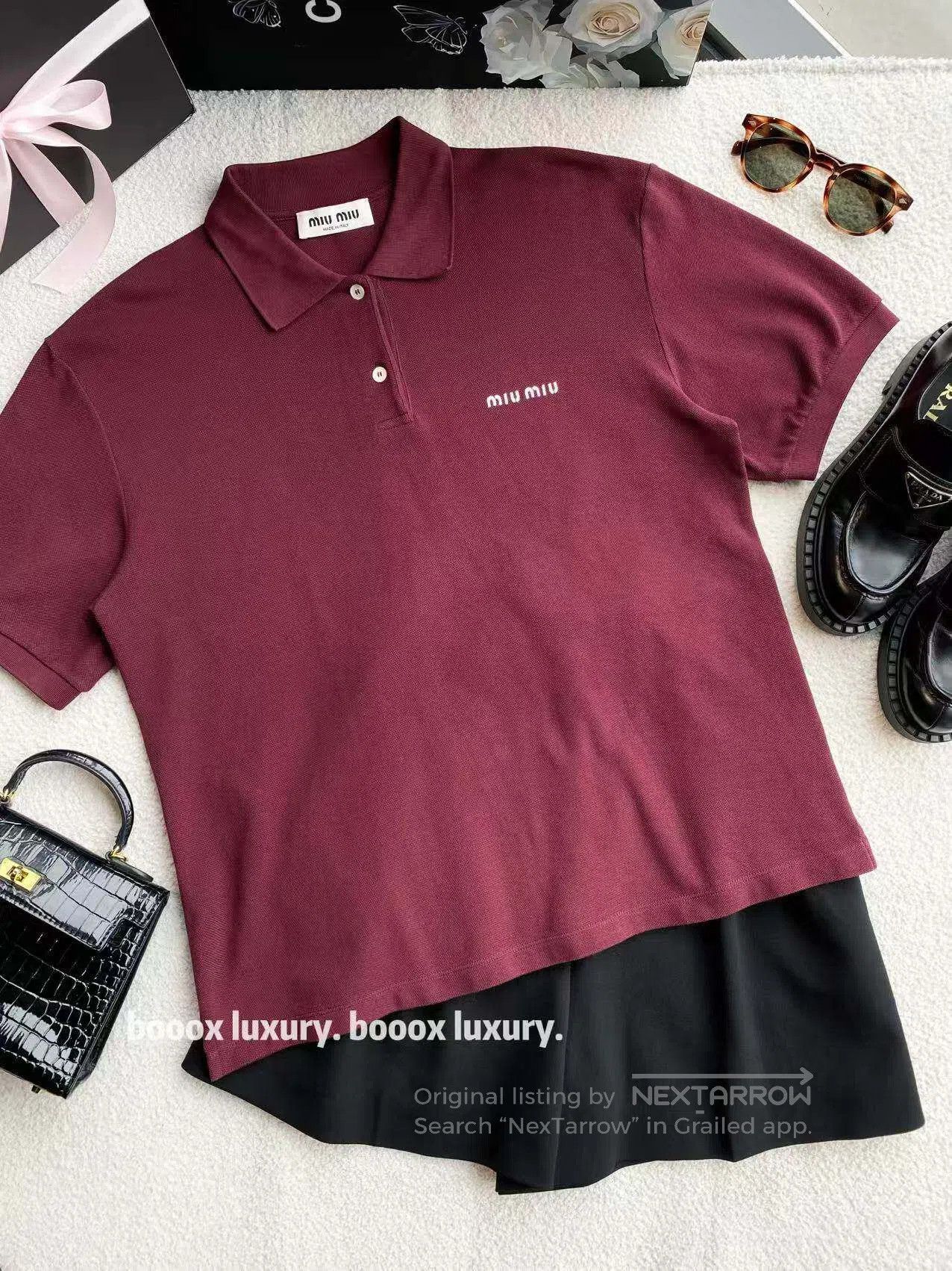 Miu Miu Miu Miu SS24 monogram embroidered short sleeves| Size M / US 6-8 / IT 42-44 - 1 Thumbnail