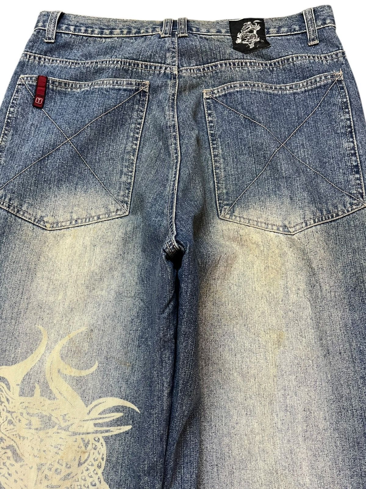 TWONESS Vintage Top Town Mudwash Dragon Printed Denim Size US 32 / EU 48 - 7 Thumbnail