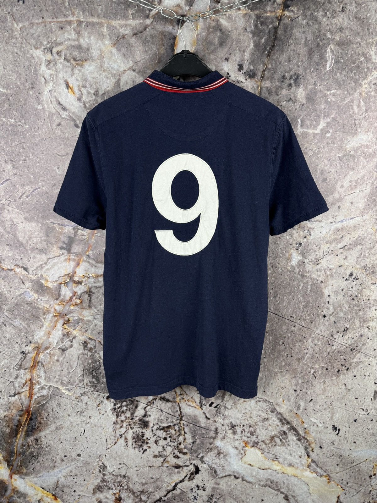Ted Baker Ted Baker Polo Shirt Navy Red Trim Number 9 Patch Back Logo Size US XL / EU 56 / 4 - 11 Thumbnail
