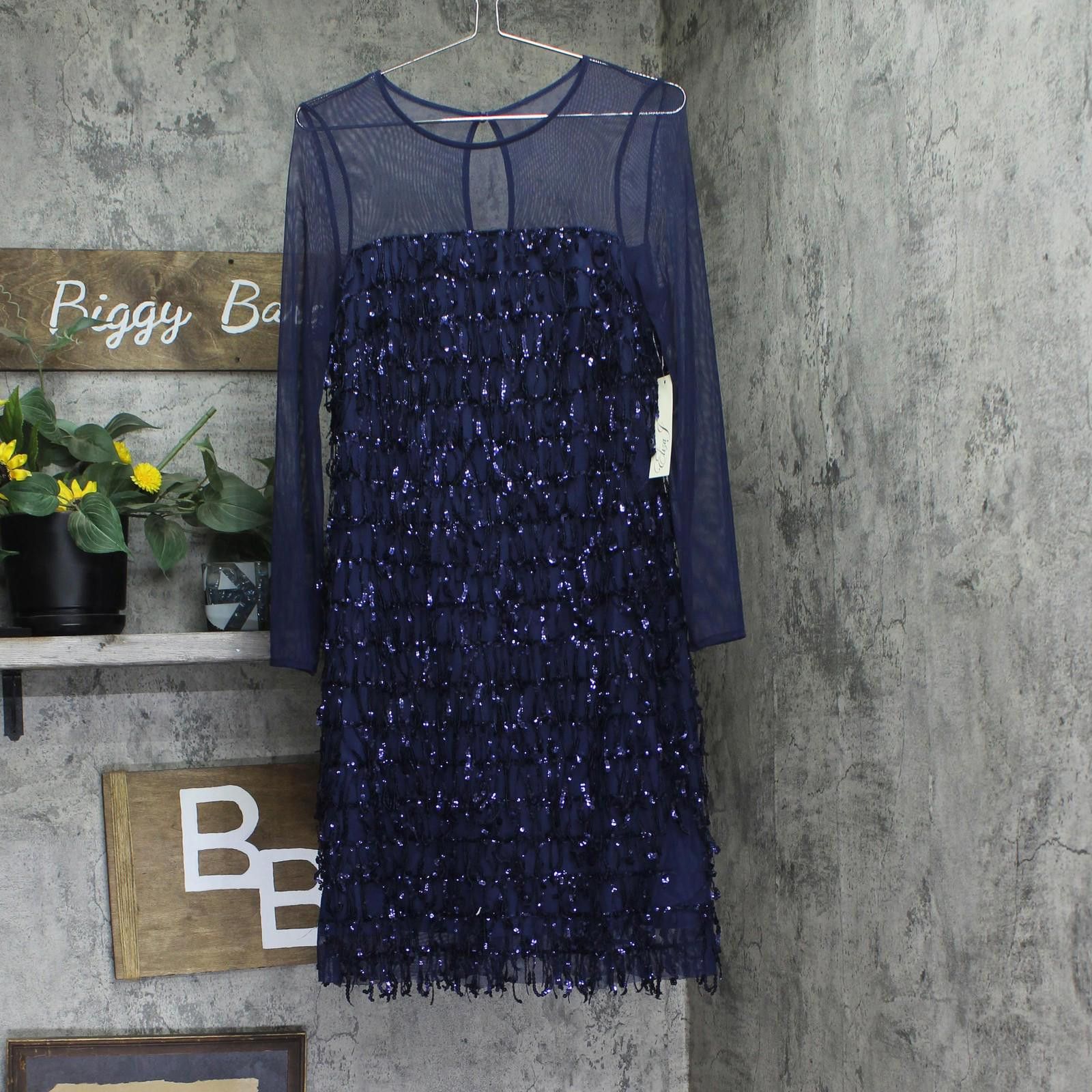 Other Eliza J Womens Fringe Illusion Dress Ej4m3449 Navy Blue 10 Size L / US 10 / IT 46 - 1 Thumbnail