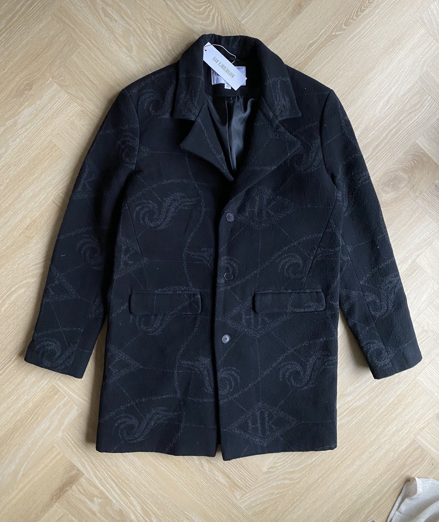 Acne Studios NWT $800 - Bankers Trench - Black Jacquard Logo Wool Size US M / EU 48-50 / 2 - 1 Thumbnail