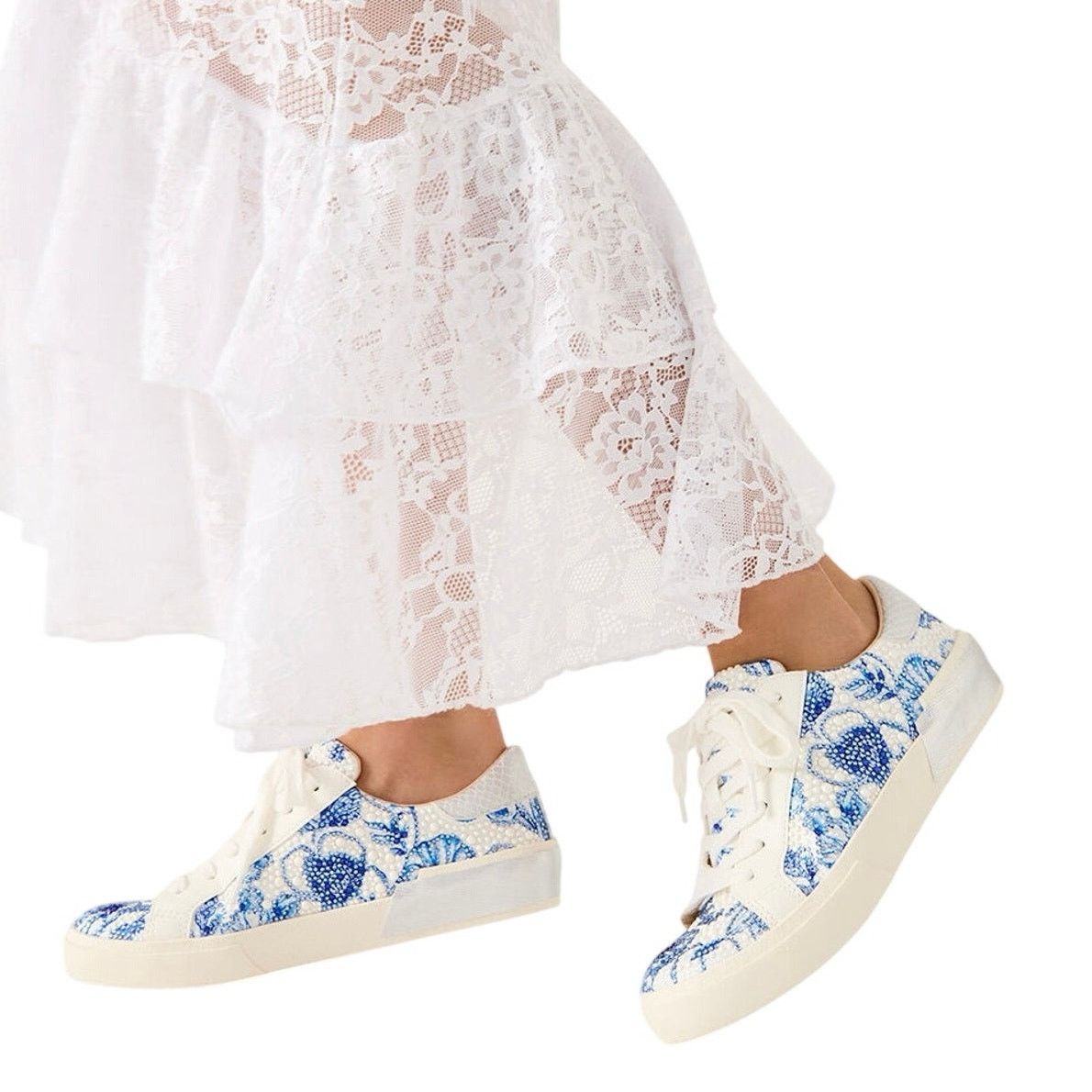 Betsey Johnson BETSEY JOHNSON Damon White Blue Floral Sneaker Size US 11 Size US 11 / IT 41 - 2 Thumbnail