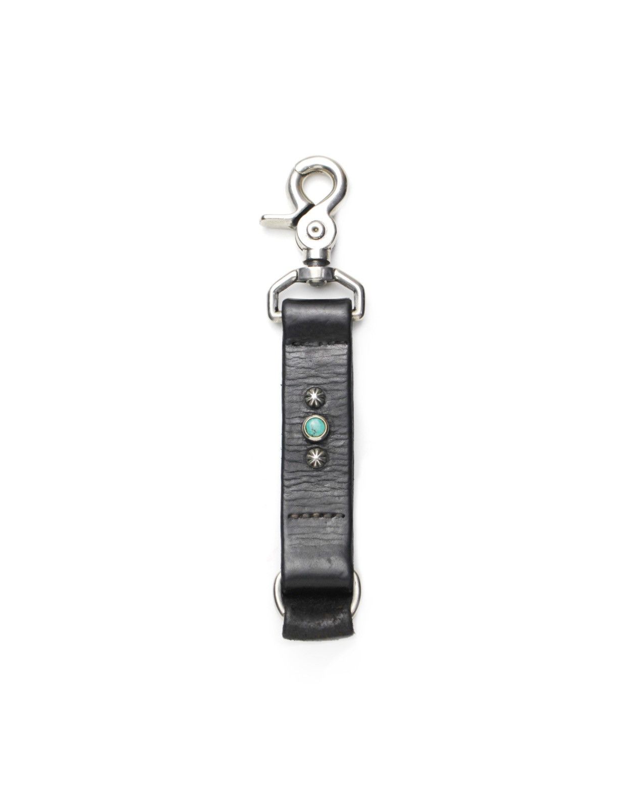 Vintage 2000S HTC BLACK LEATHER KEY STRAP WITH TURQUOISE STUD Size ONE SIZE - 1 Thumbnail
