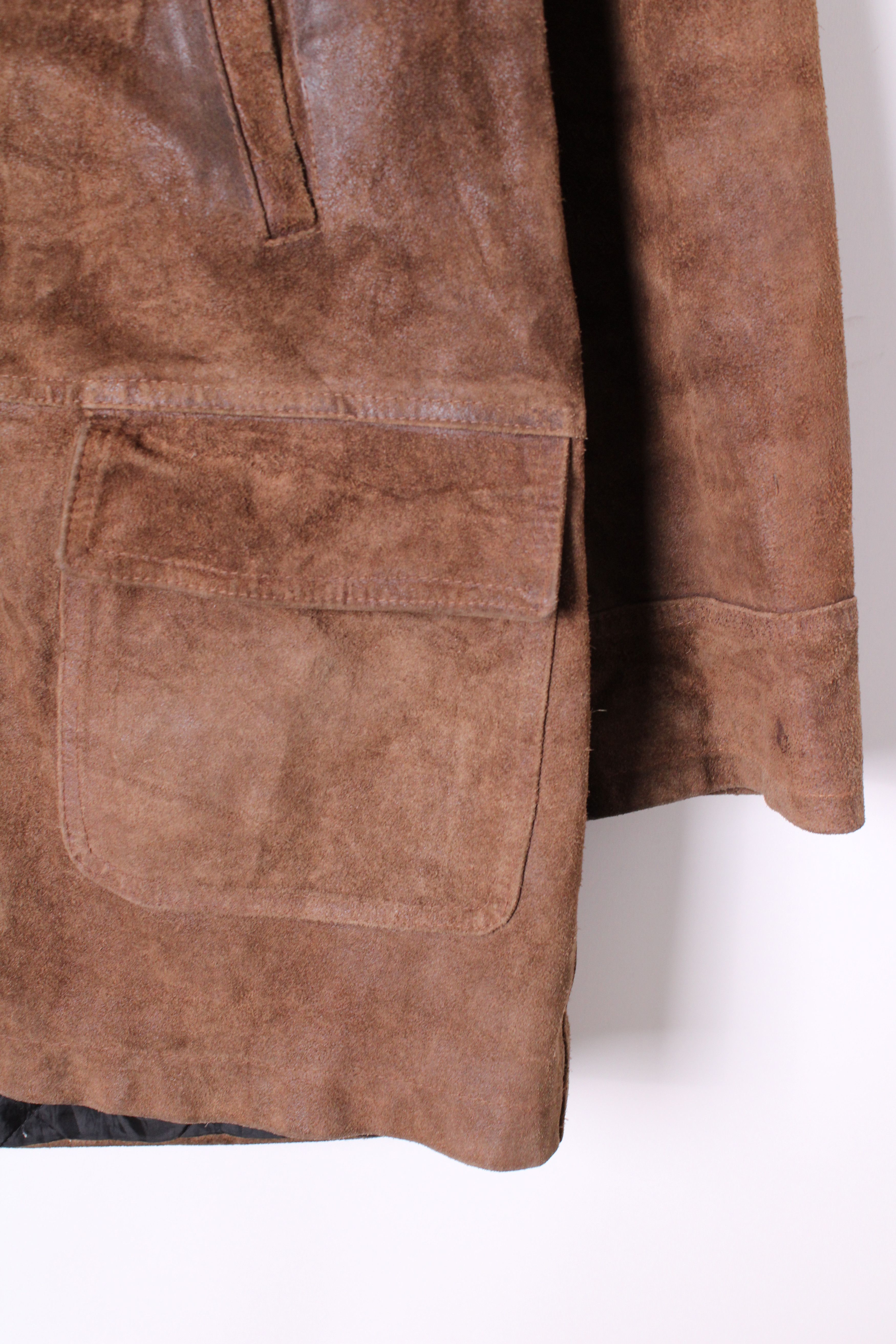Vintage VINTAGE FIREMAN LEATHER JACKET BROWN SUEDE XL Size US XL / EU 56 / 4 - 3 Thumbnail