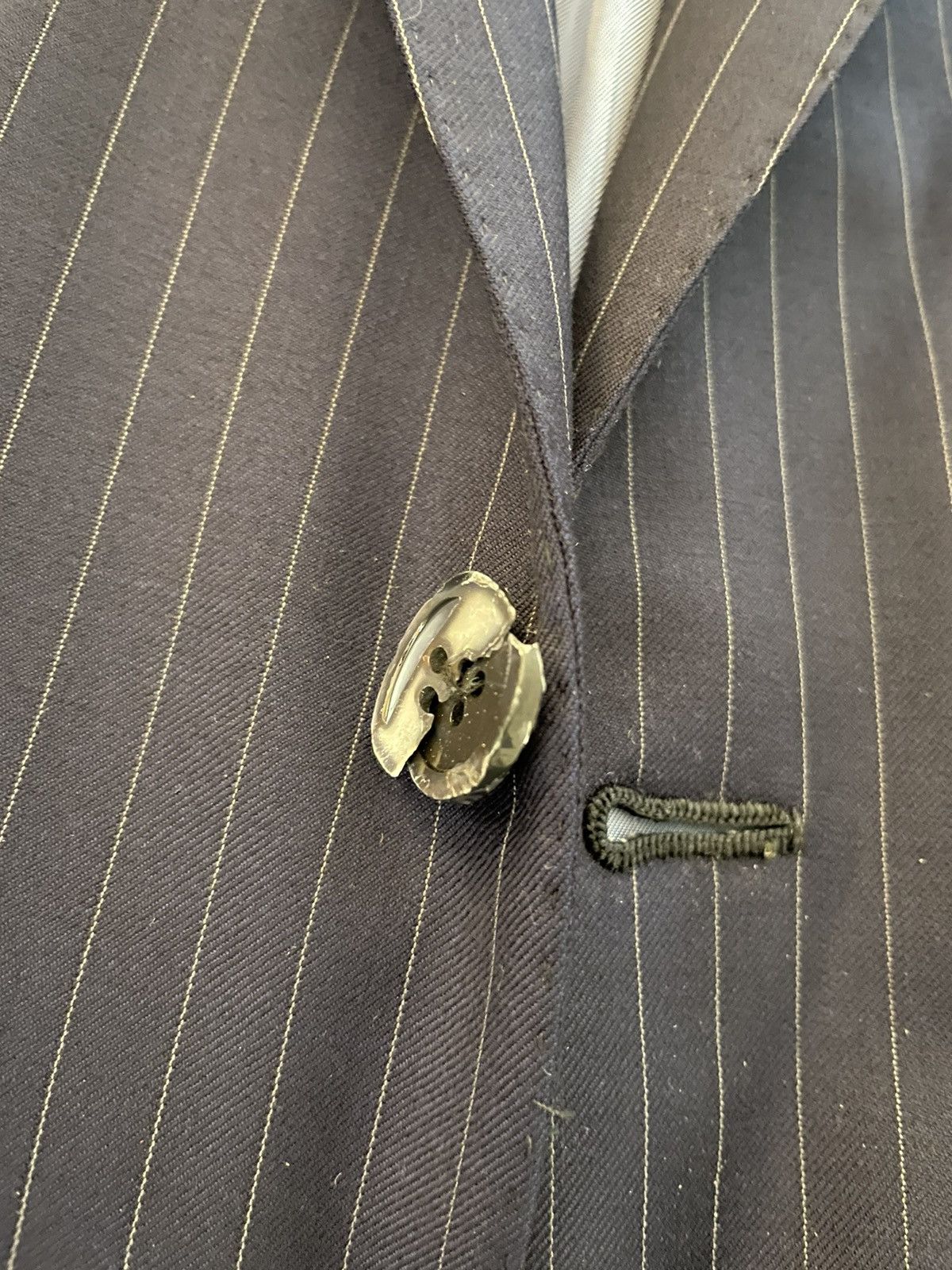 Isaia Base S Super 130’s Pinstripe Suit Jacket Size 42R - 6 Thumbnail
