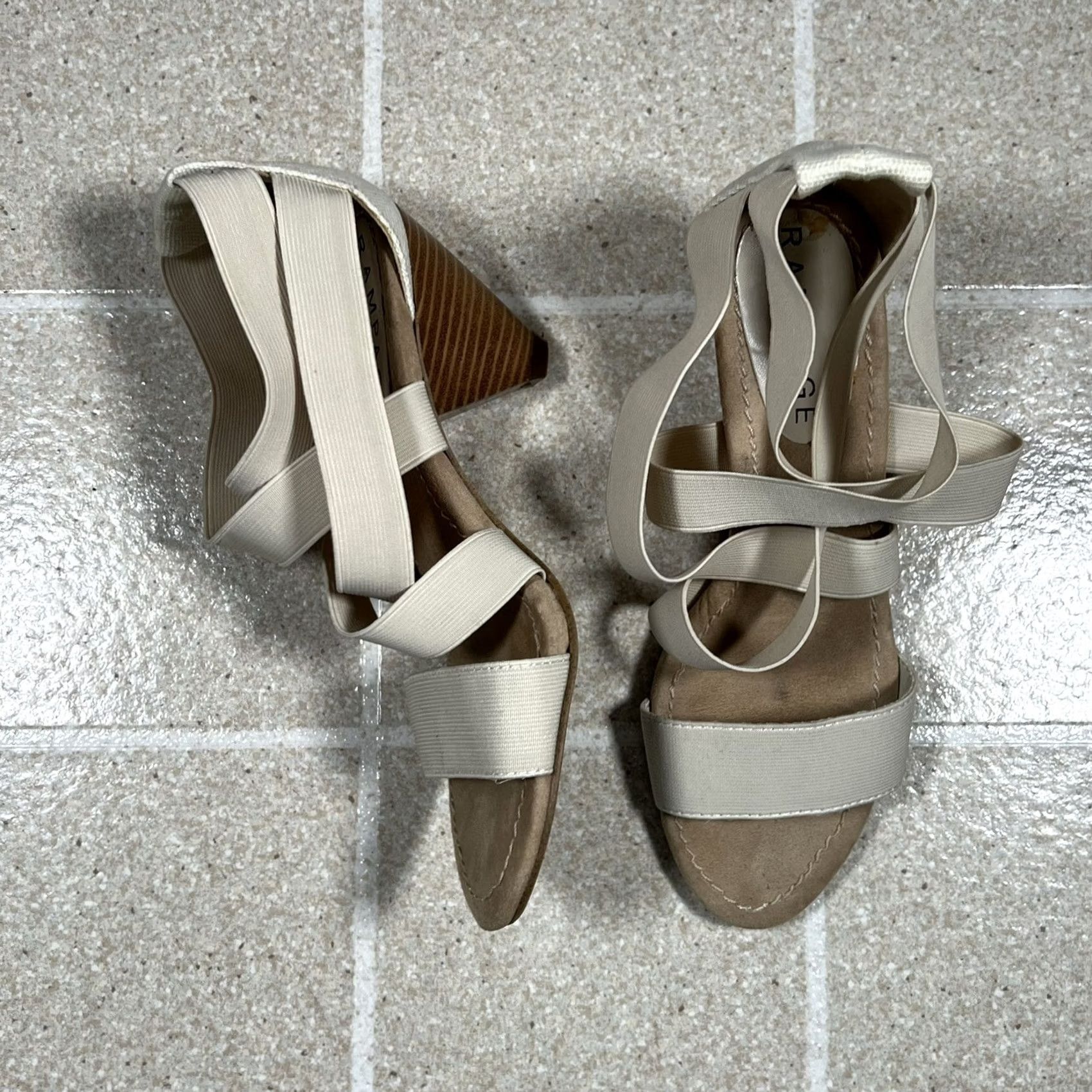 Vintage Rampage Women’s Heel Size 7.5 Beige Strappy Faux Leather Womens Size 30" / US 8 / IT 44 - 3 Thumbnail