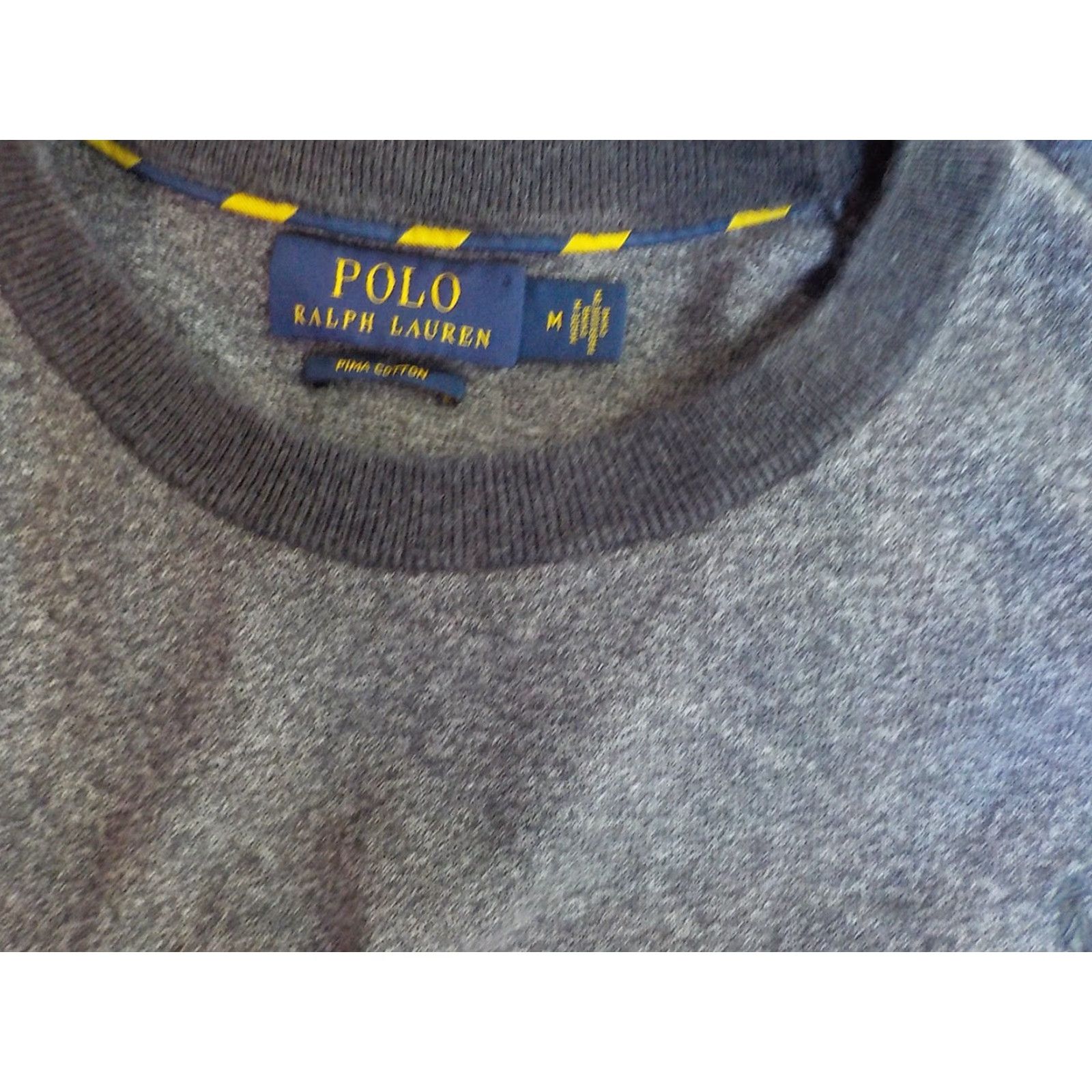 Polo Ralph Lauren POLO RALPH LAUREN Crew Neck Sweater 100% Cotton Gray SZ M Mens Pullover Knit Polo Pony Logo Crewneck Short Sleeve? Size US M / EU 48-50 / 2 - 4 Thumbnail
