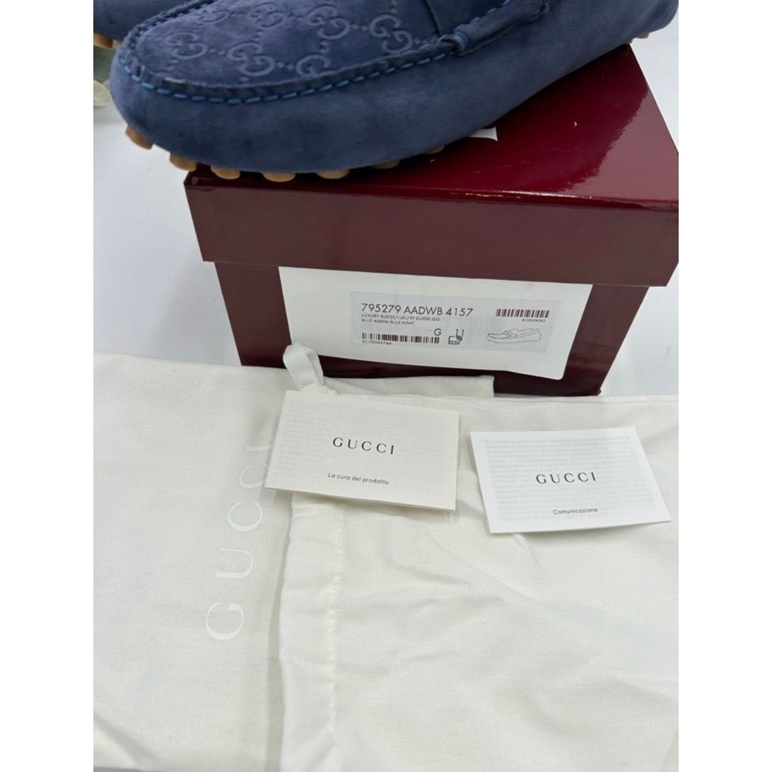Gucci Gucci blue suede GG embossed Driver loafer sz 11 fits 11.5 Size US 11.5 / EU 44-45 - 8 Thumbnail