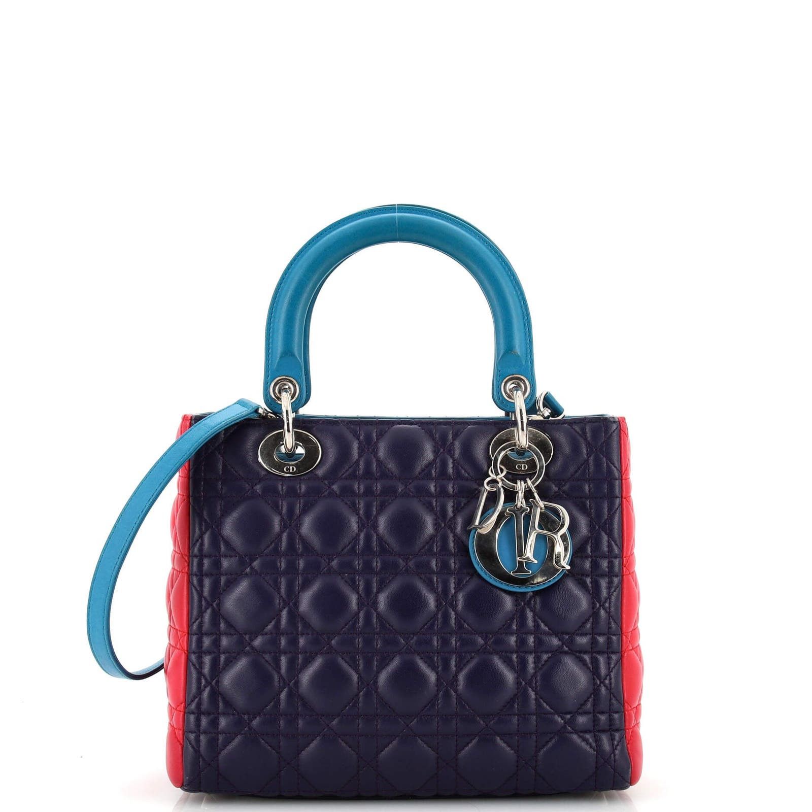 image of Tricolor Lady Dior Bag Cannage Quilt Lambskin Medium, Women's