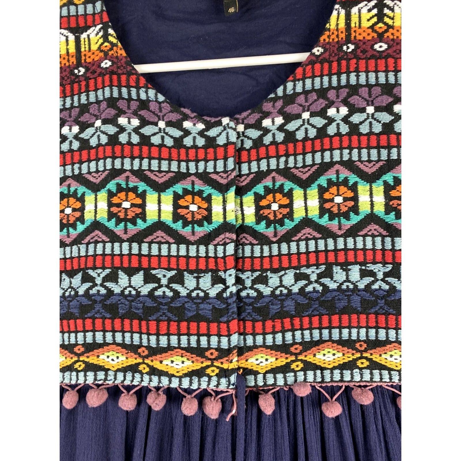 Vintage Anotah Blouse Women’s 14 34-35 Long Sleeve Cotton Round Neck Loose Top/ Shirt Blue Size XL / US 12-14 / IT 48-50 - 4 Thumbnail