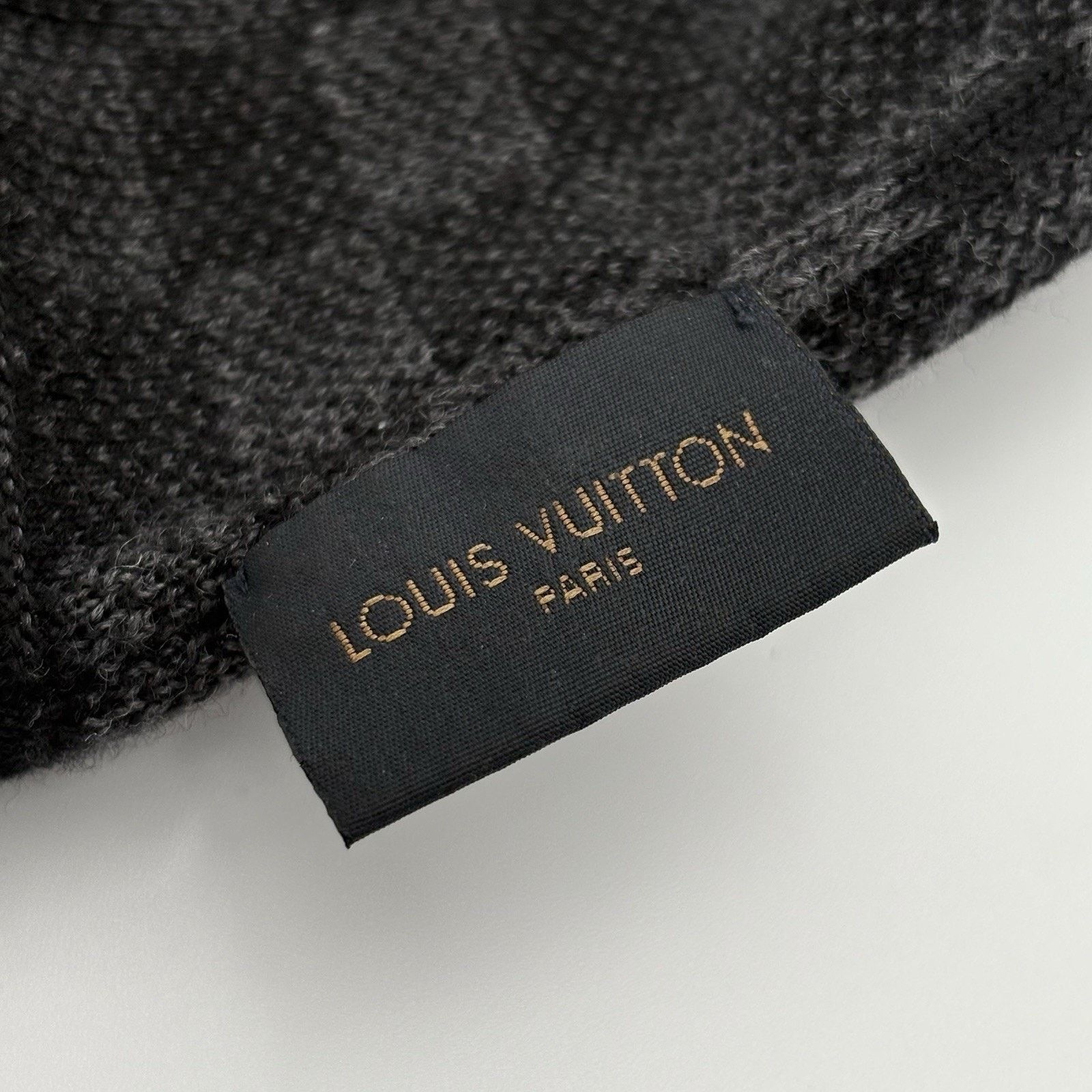 Louis Vuitton Louis Vuitton Wool Petit Damier Graphite Beanie ' Black Grey Size ONE SIZE - 10 Thumbnail