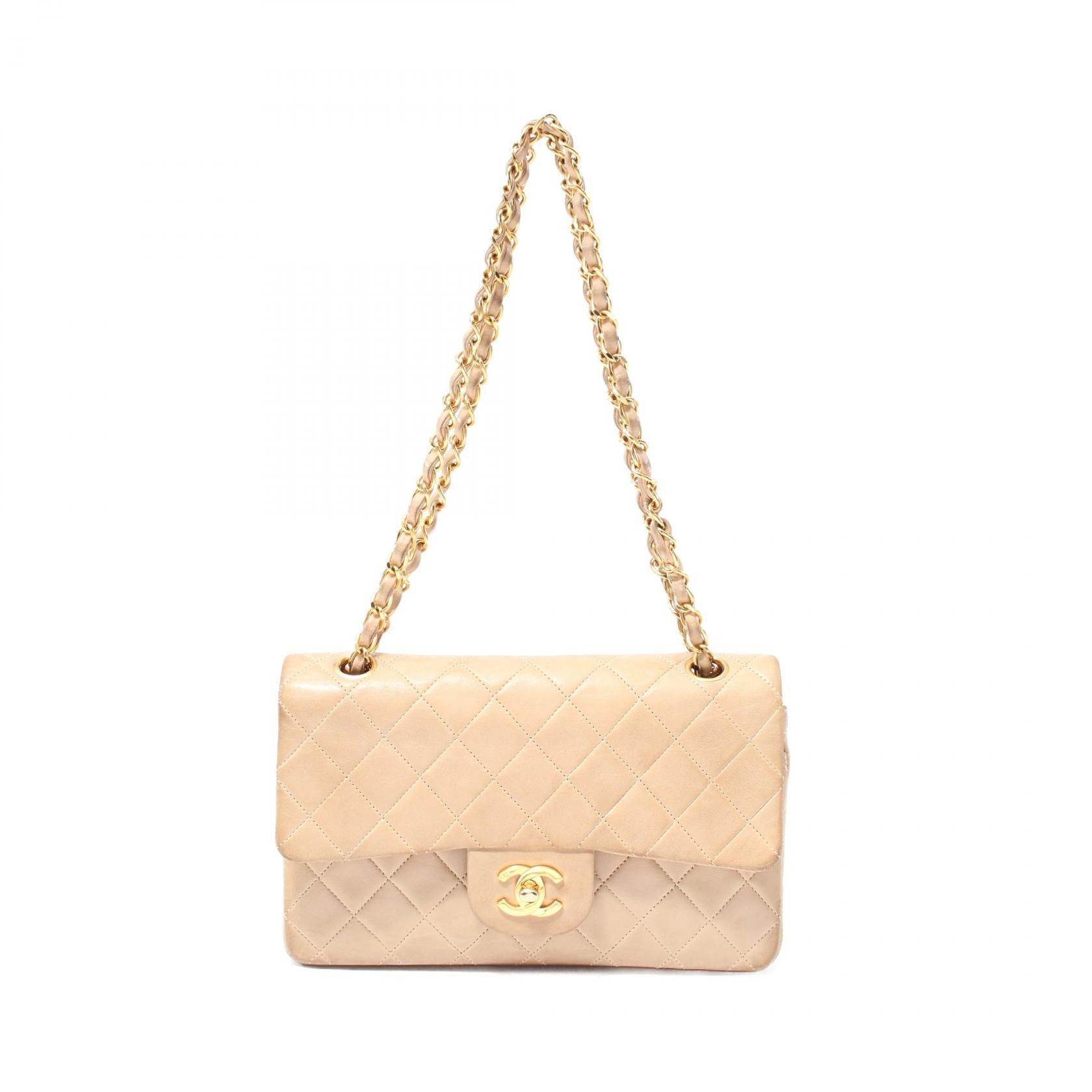 Chanel Chanel Matelasse Lambskin Shoulder Bag Leather Shoulder Bag A01113 in Beige, Women's