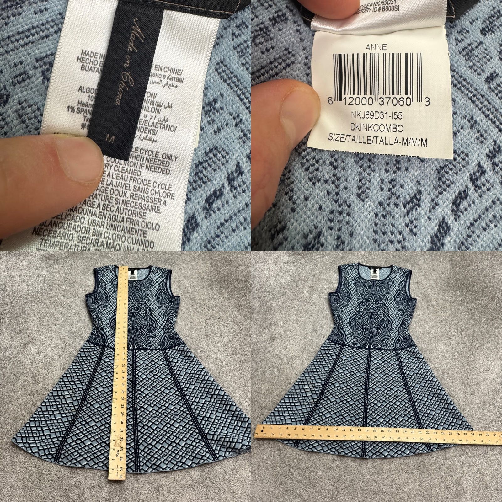 Bcbgmaxazria BCBGMAXAZRIA Blue Geometric Jacquard Knit Mini Dress Womens Medium Size M / US 6-8 / IT 42-44 - 8 Thumbnail