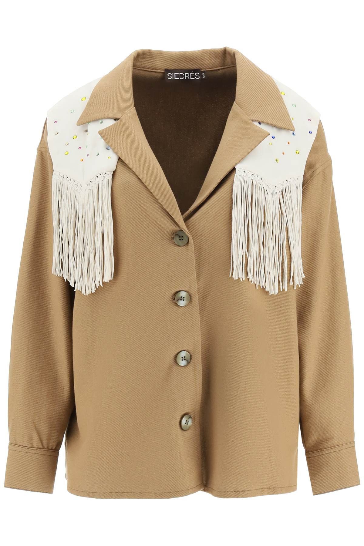 image of Siedres Overshirt With Embroidered Fringed Panel, Women's (Size Medium)
