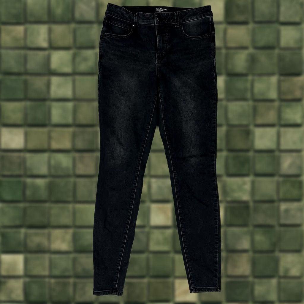 Vintage Maurices Everflex High Rise Skinny Jeans Women's 10 Black Denim Stretch 10L Long Retro Vintage No Size 32" / US 10 / IT 46 - 1 Thumbnail