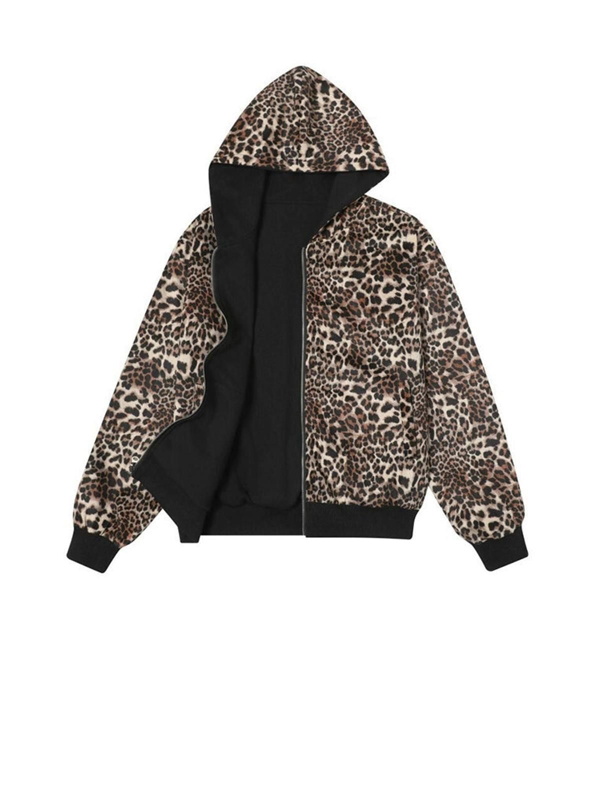 Other Leopard Print Lined Zip-Up Hoodie, Casual Sweatshirt Size US L / EU 52-54 / 3 - 7 Thumbnail