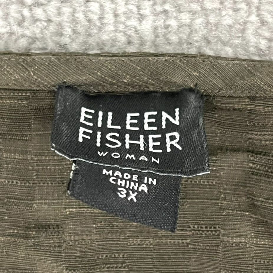 Eileen Fisher VINTAGE EILEEN FISHER Blouse Women's Plus Size 3X Long Sleeve Green Silk Linen Blend Top Casual Size XXL / US 16-18 / IT 52-54 - 2 Thumbnail