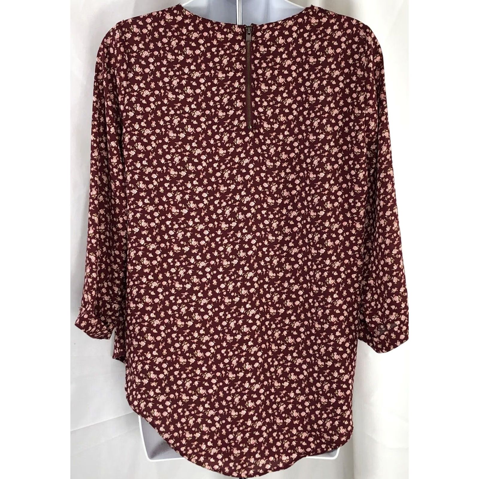 Forever 21 FOREVER 21 Top Blouse M Brown Rose Floral 1/2 Sleeve Bohemian Romantic Vintage Woman Shirt Size M / US 6-8 / IT 42-44 - 3 Thumbnail