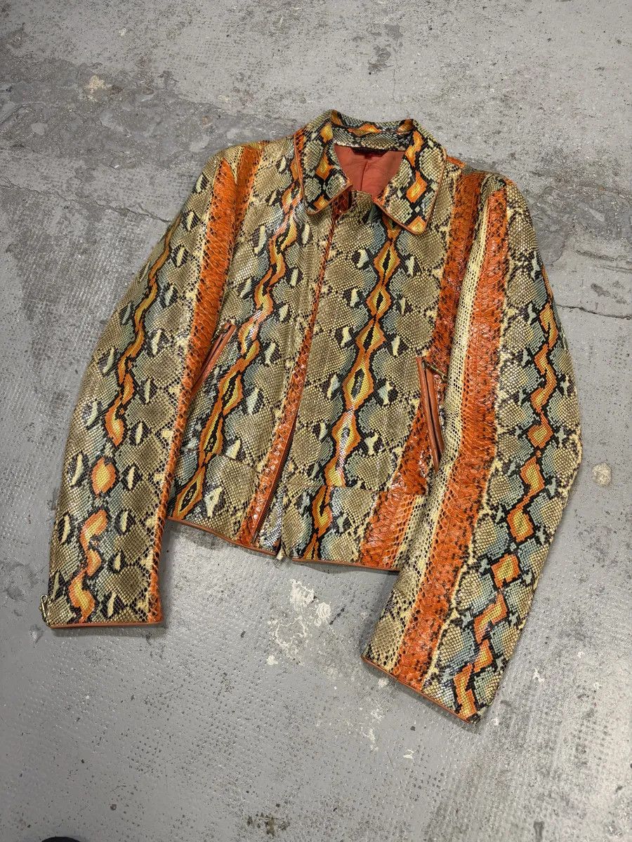 Roberto Cavalli SS2001 Roberto Cavalli Grey & Orange Python Leather Jacket Size US S / EU 44-46 / 1 - 16 Thumbnail