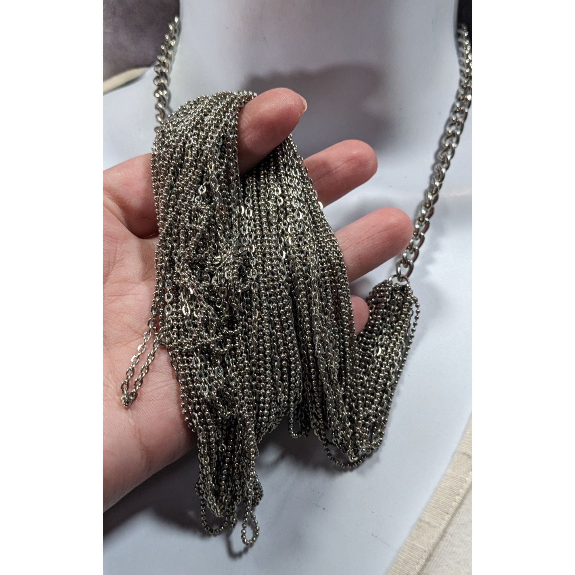 Other Glam Metal Multilayer Silver Tone Chain Necklace Size ONE SIZE - 3 Thumbnail