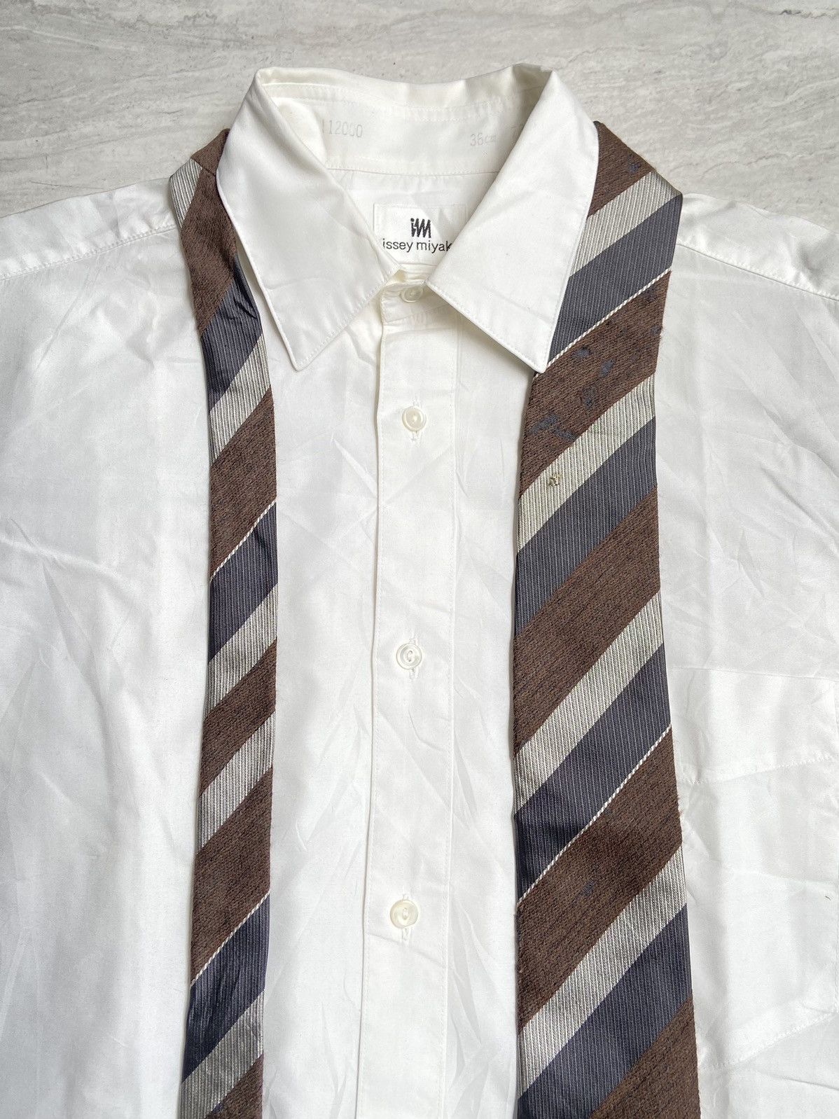 Issey Miyake ISSEY MIYAKE IM White Shirt Tie Size US S / EU 44-46 / 1 - 8 Thumbnail