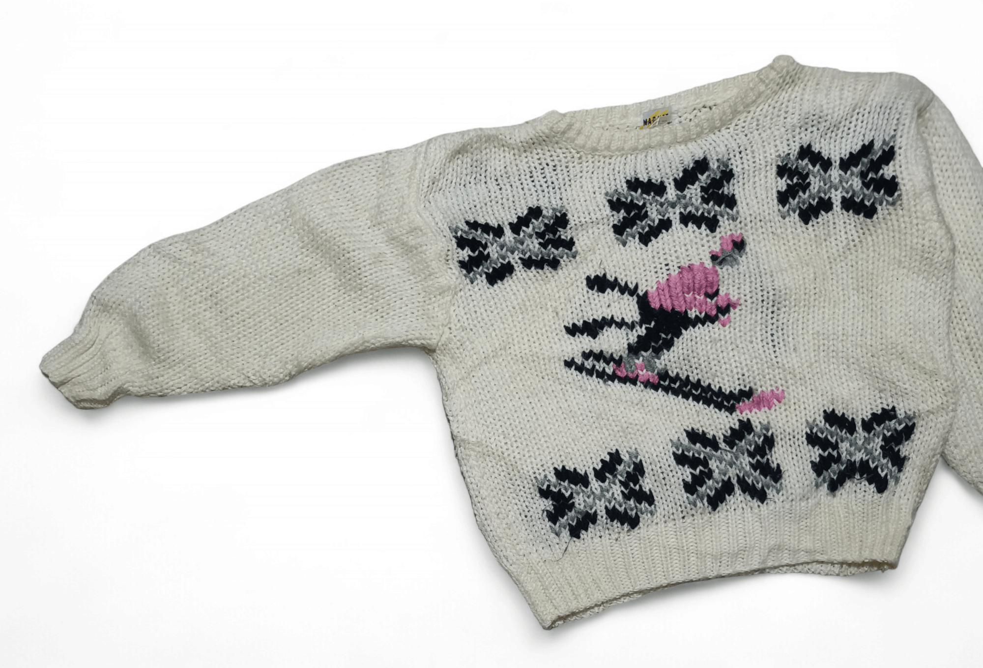 Vintage MAGNET Women's Ski Embroidered Motifs Knit Sweater