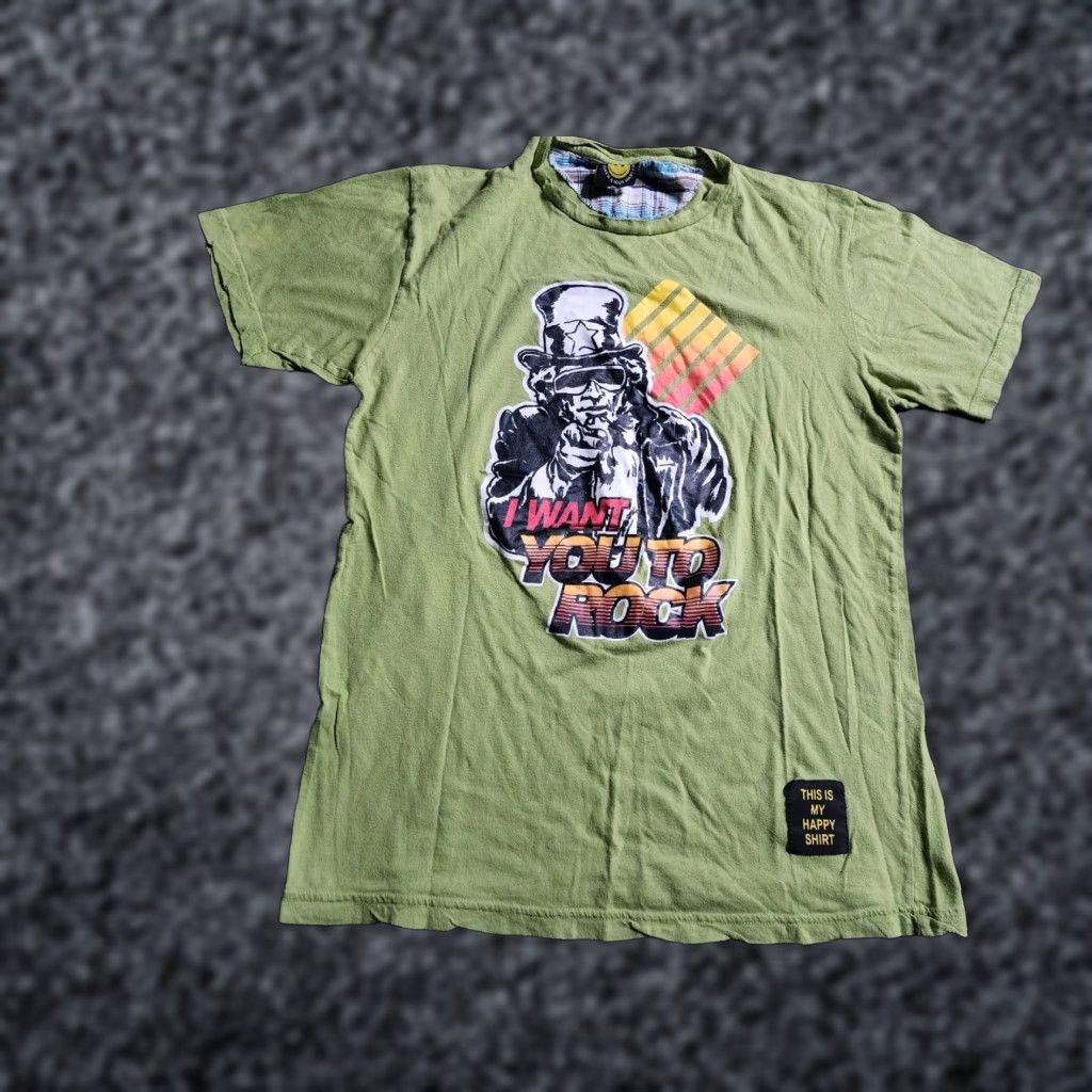 Vintage VINTAGE American Boulevard Mens T-Shirt Crew Neck Short Sleeve Green L I Want You To Rock Uncle Sam 90s Theme Mens Size US L / EU 52-54 / 3 - 1 Thumbnail