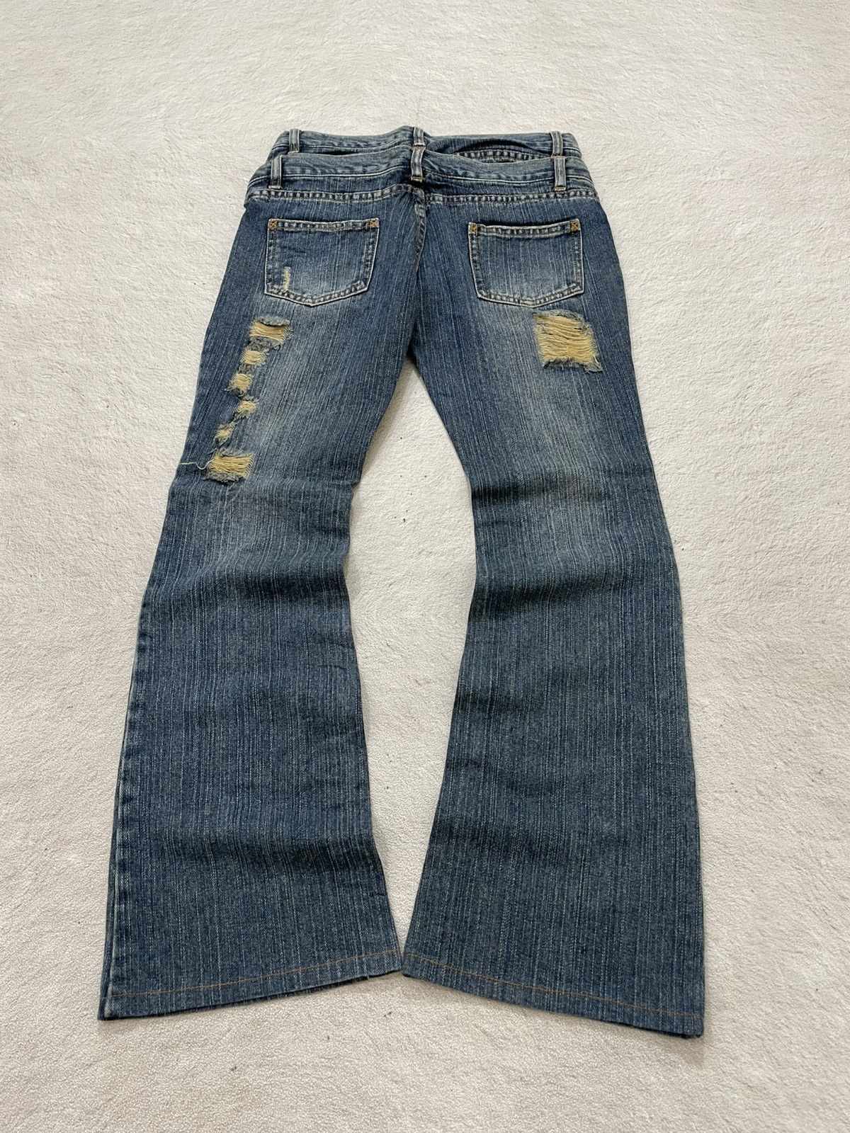 Japanese Brand 2000s Japanese Flared Denim Ripped Bootcut Jeans Washed Y2K Size US 28 / EU 44 - 7 Thumbnail