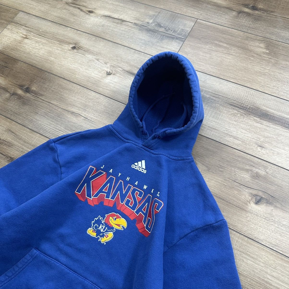 Adidas Vintage 2000s Y2K Adidas Kansas Jayhawks Pullover Hoodie Size US S / EU 44-46 / 1 - 4 Thumbnail