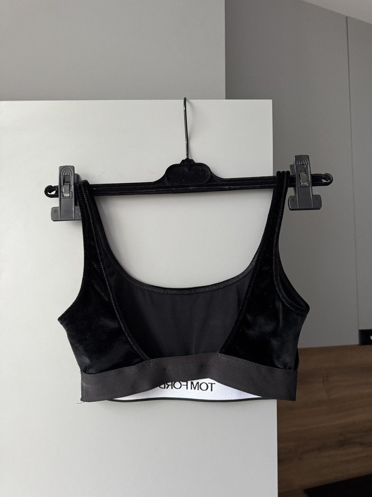 Tom Ford Tom Ford Logo Black Stretch Velour Signature Bralette Size XS / US 0-2 / IT 36-38 - 7 Thumbnail