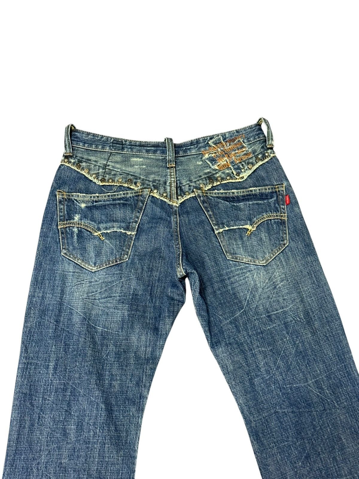 Japanese Brand Flare Jeans Bartack Distress Boot Cut amiri lgb dior 3🟦5 Size US 31 - 18 Thumbnail