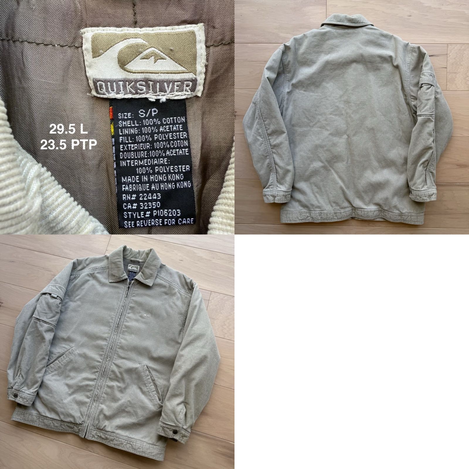 Quiksilver VINTAGE Quiksilver Jacket Small Gray Khaki Corduroy Full Zip J97 Size US S / EU 44-46 / 1 - 8 Thumbnail