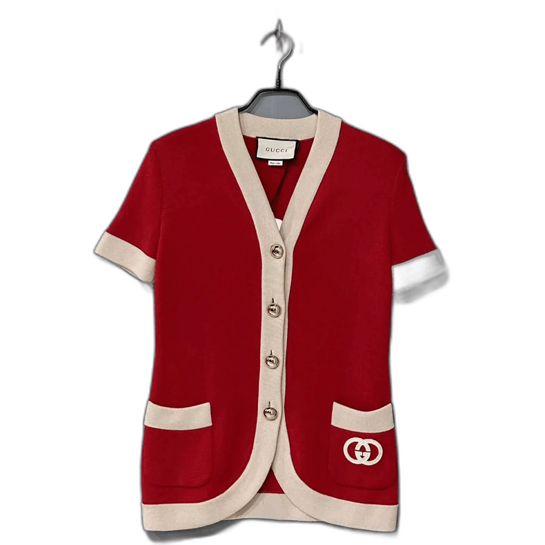 Gucci Gucci Red Logo Button Knit Cardigan Size XS / US 0-2 / IT 36-38 - 1 Thumbnail