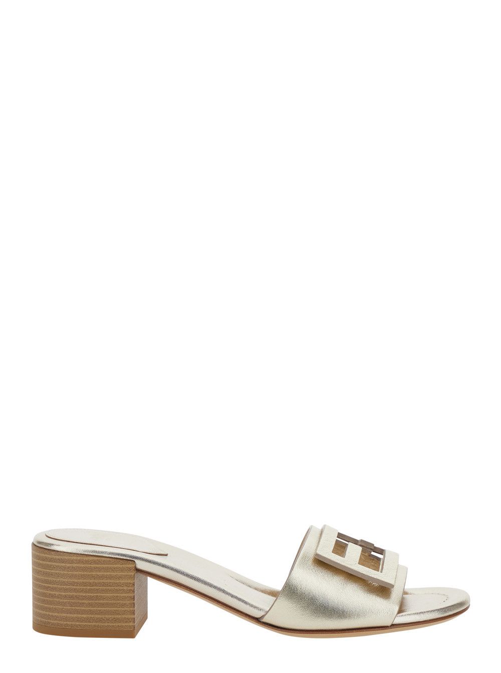 Fendi Women's Leather Metallic 'SLIDE LAMINATED' Sandals Size US 8 / IT 38 - 1 Thumbnail