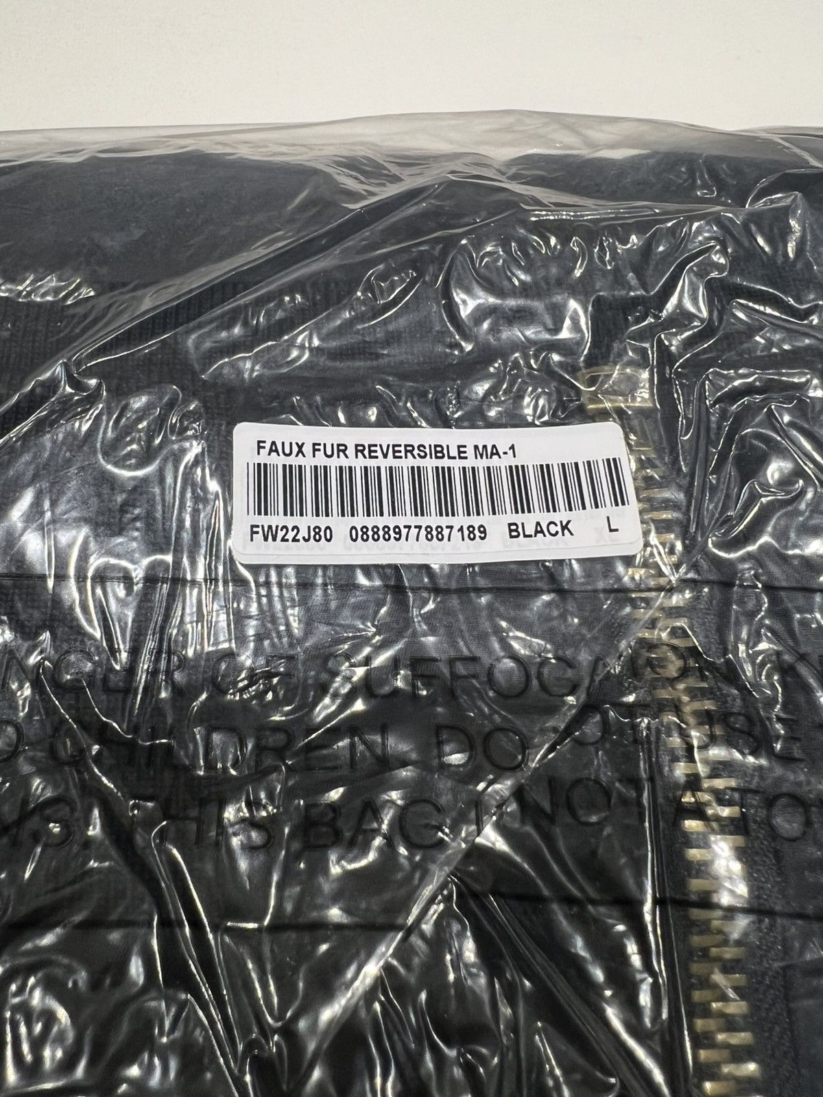 Supreme Faux Fur Reversible MA-1 Black Large