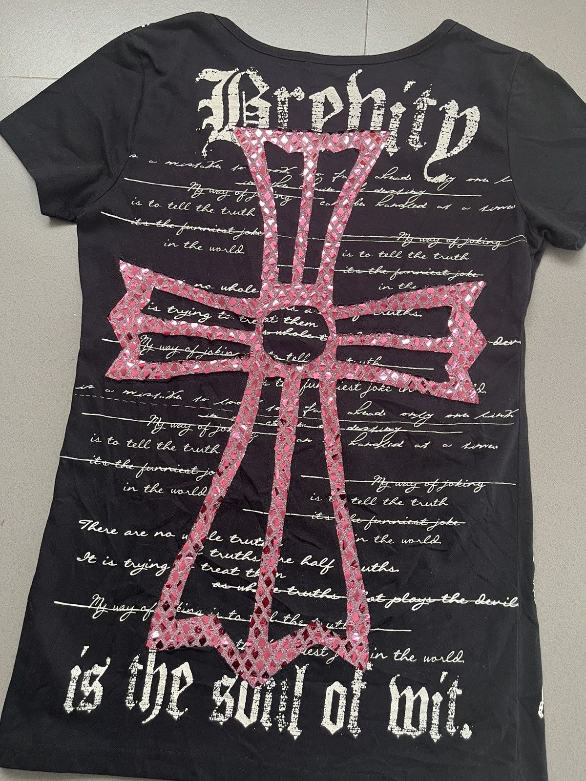 If Six Was Nine Japanese~Lazy Daisy Gothic Punk Cross Y2k Style T-Shirt Size M / US 6-8 / IT 42-44 - 3 Thumbnail