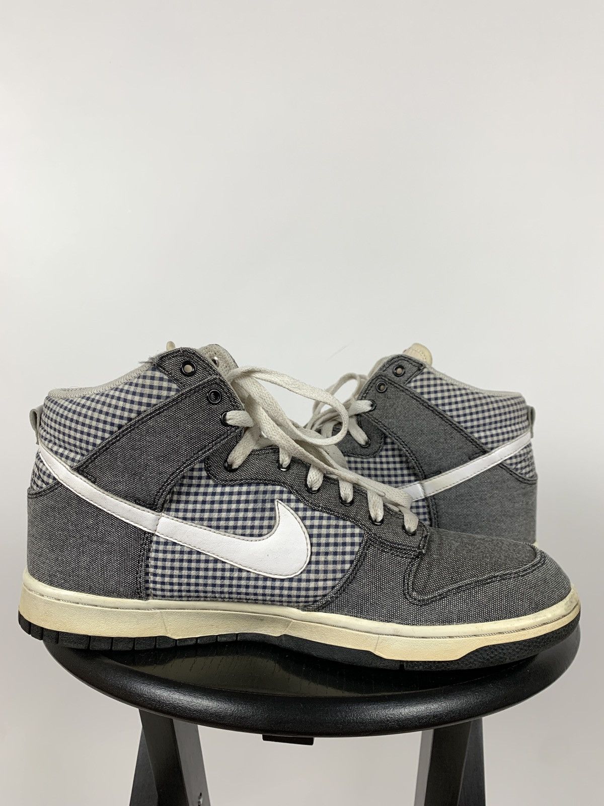 Nike Rare Nike High Dunk Checkered Denim Sneakers Size US 11 / EU 44 - 3 Thumbnail